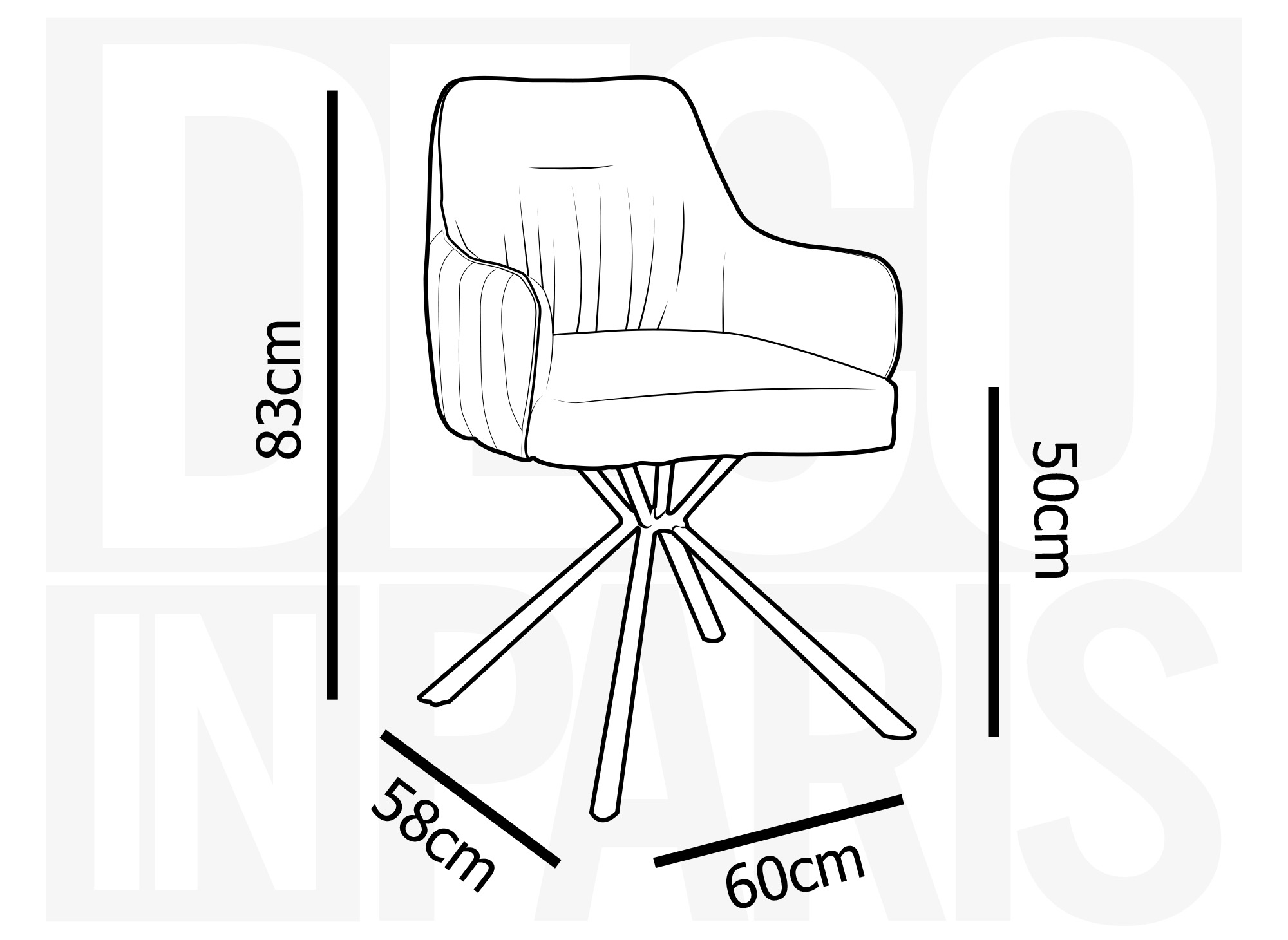 Lot de 2 chaises avec accoudoirs en tissu et simili cuir gris DOMY