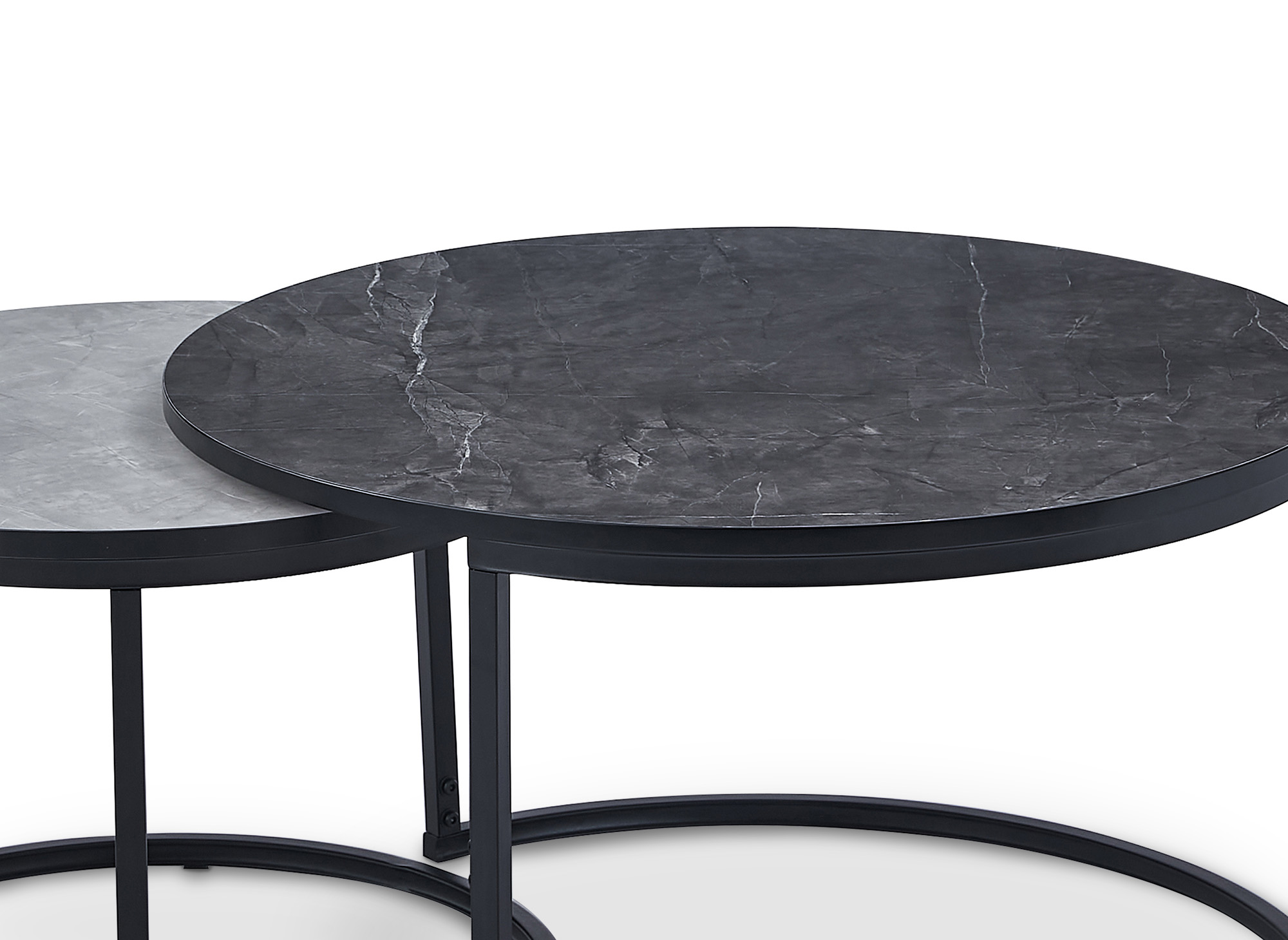 Lot de 2 tables basses rondes gigognes effet marbre DORINE