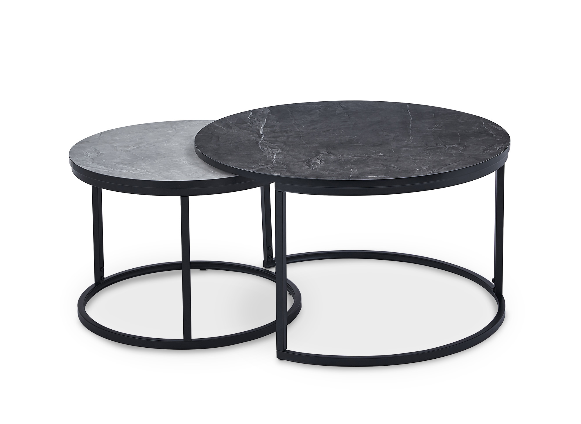Lot de 2 tables basses rondes gigognes effet marbre DORINE