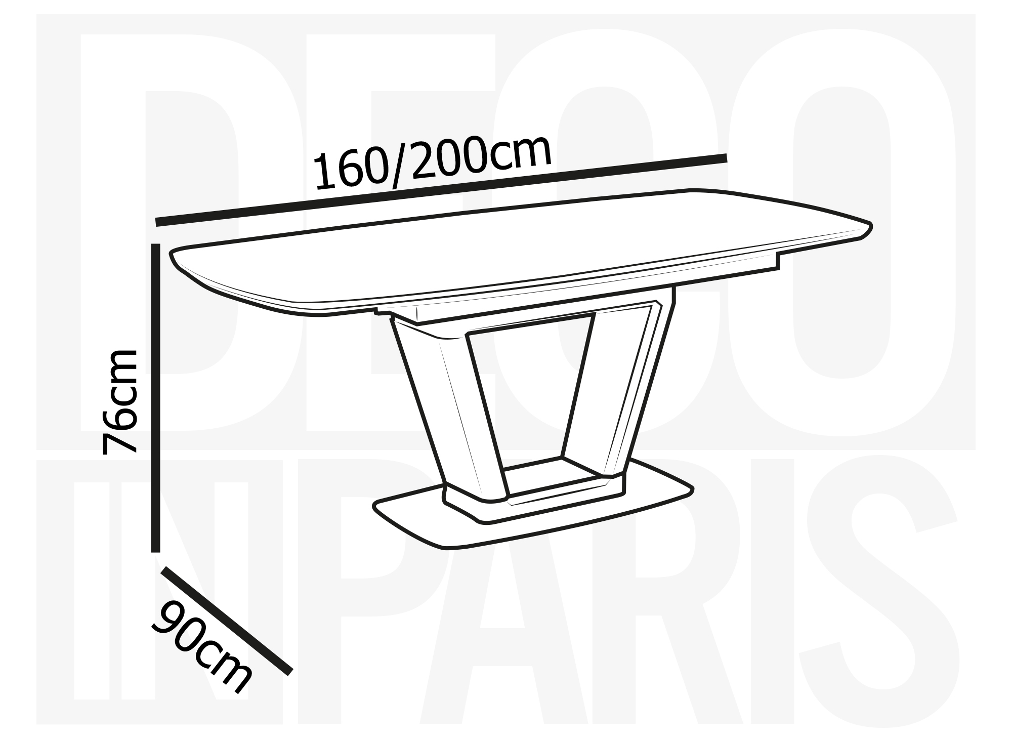 Table à manger rectangulaire à rallonge plateau céramique gris PIERROT