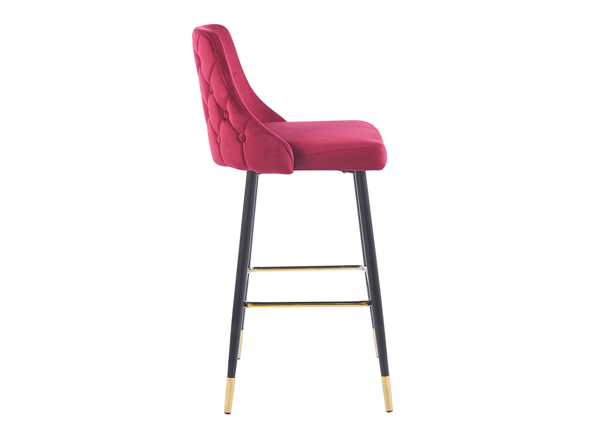 Lot de 2 tabourets de bar en velours rouge bordeaux DORINA