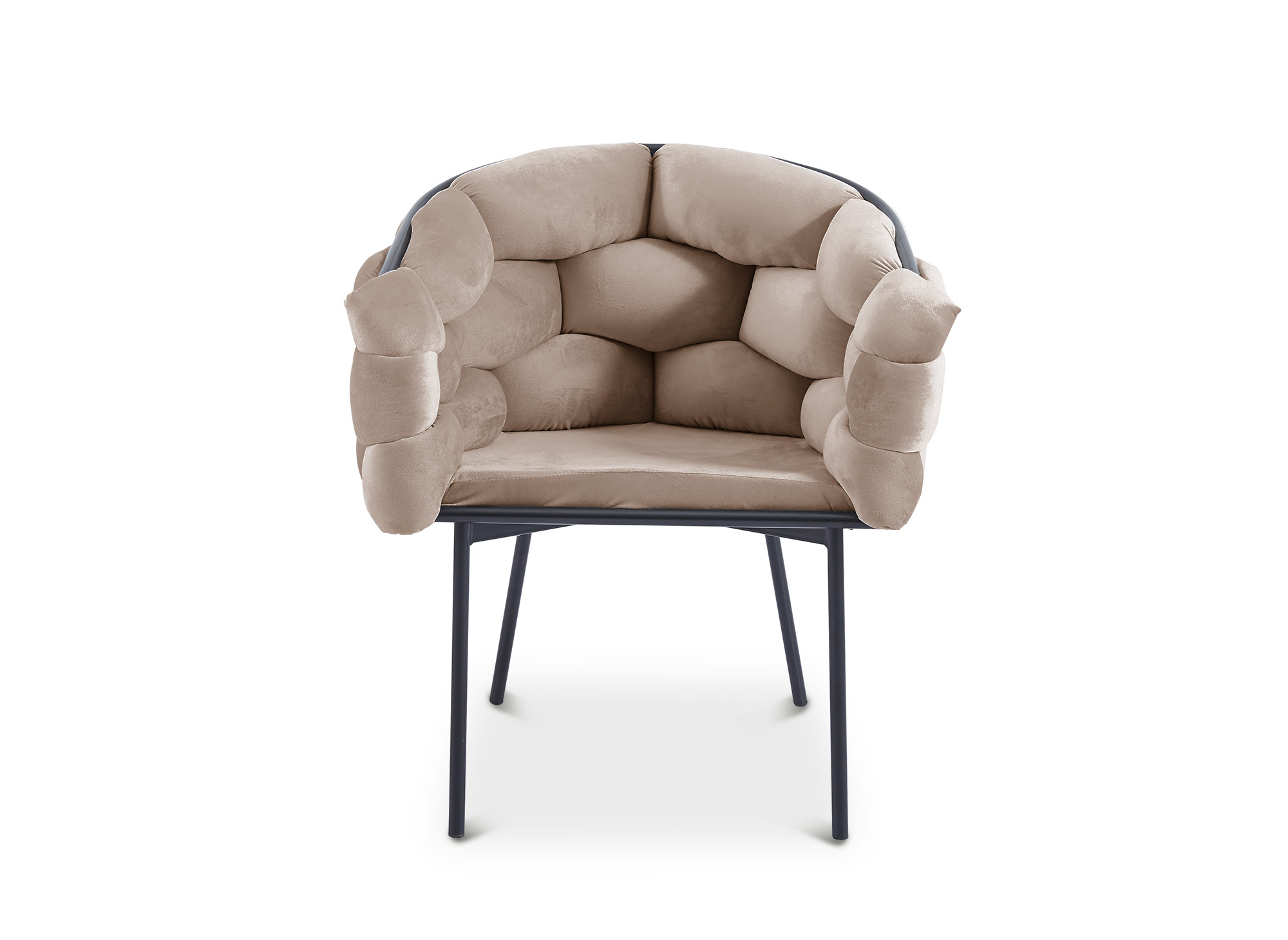 Lot de 2 chaises en velours taupe pieds en métal noir CHARLOTTE