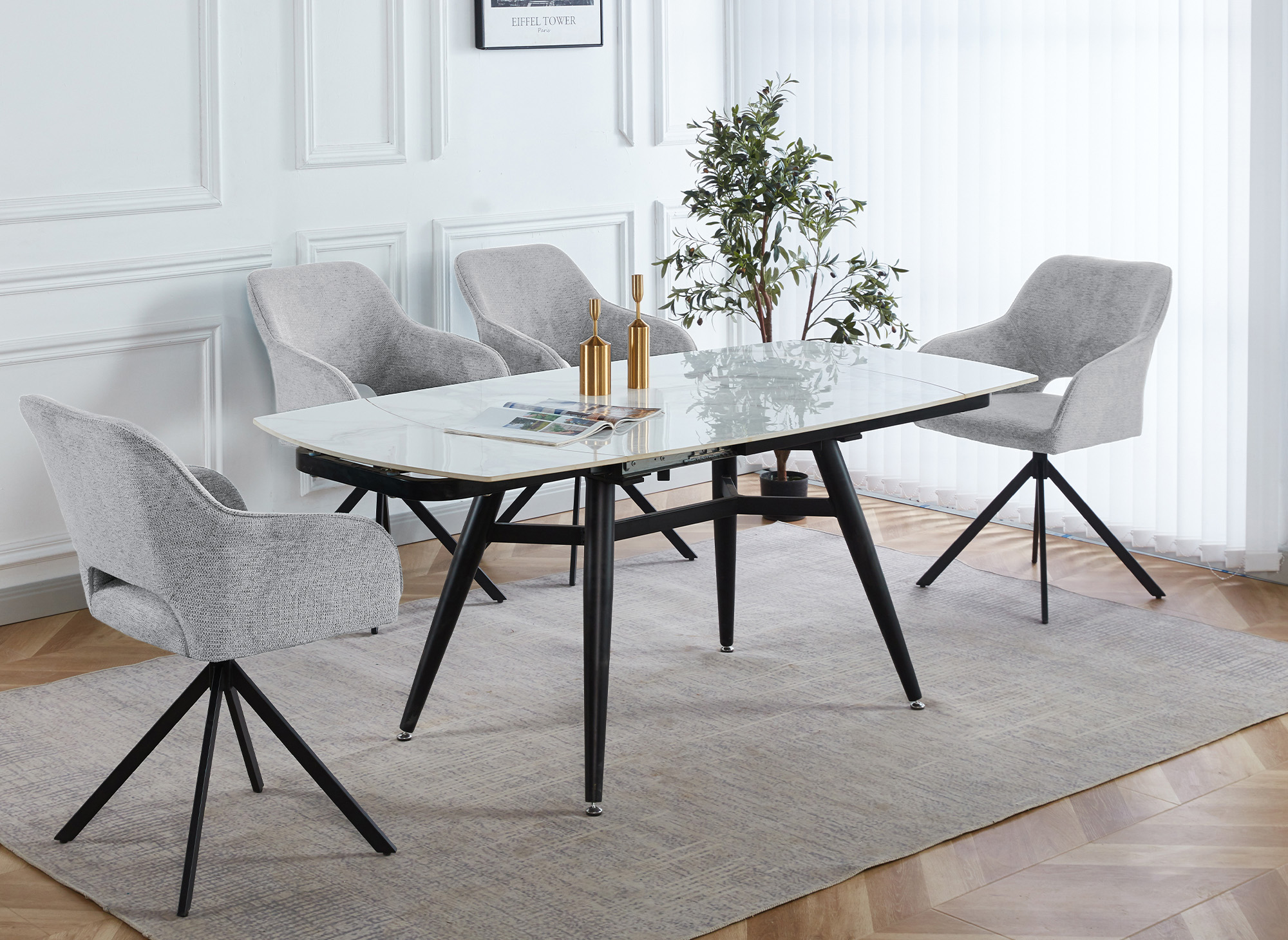 Lot de 2 chaises pivotantes design en velours gris clair CIEL
