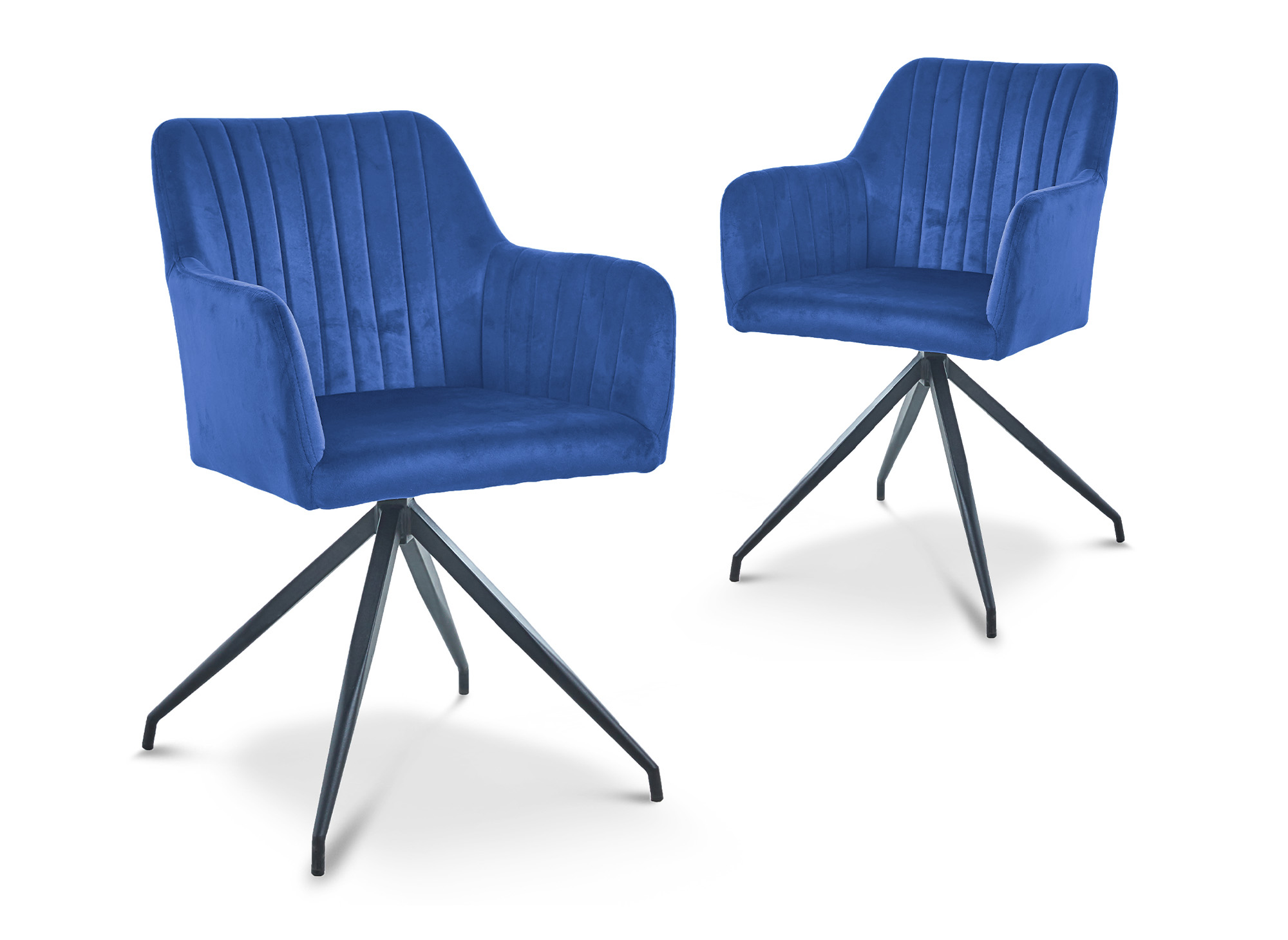Lot de 2 chaises en velours bleu pieds en métal noir RATUS