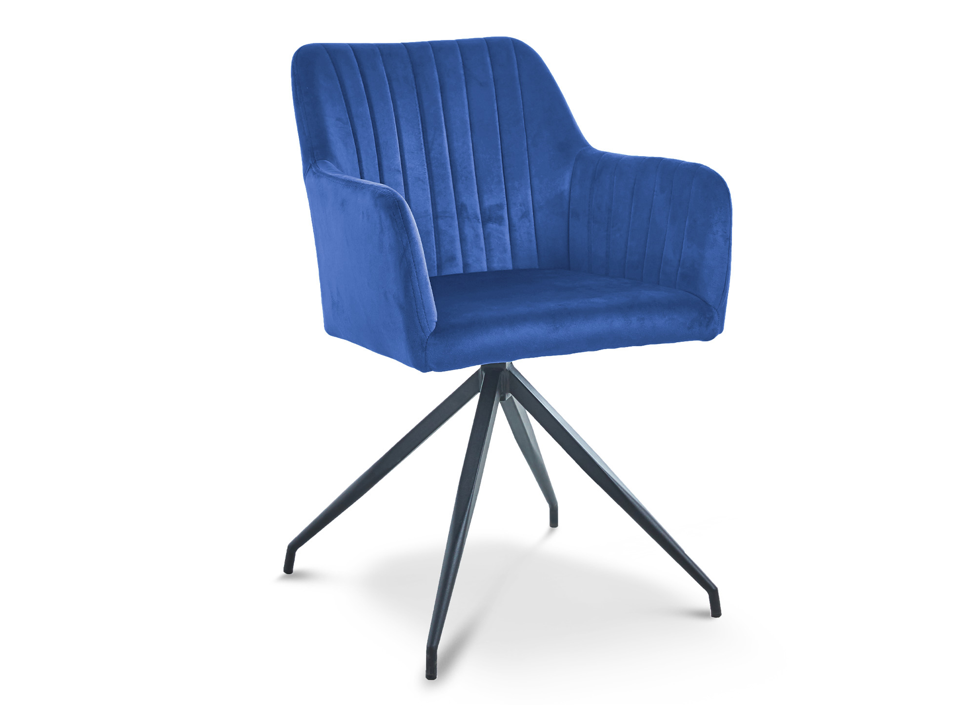 Lot de 2 chaises en velours bleu pieds en métal noir RATUS
