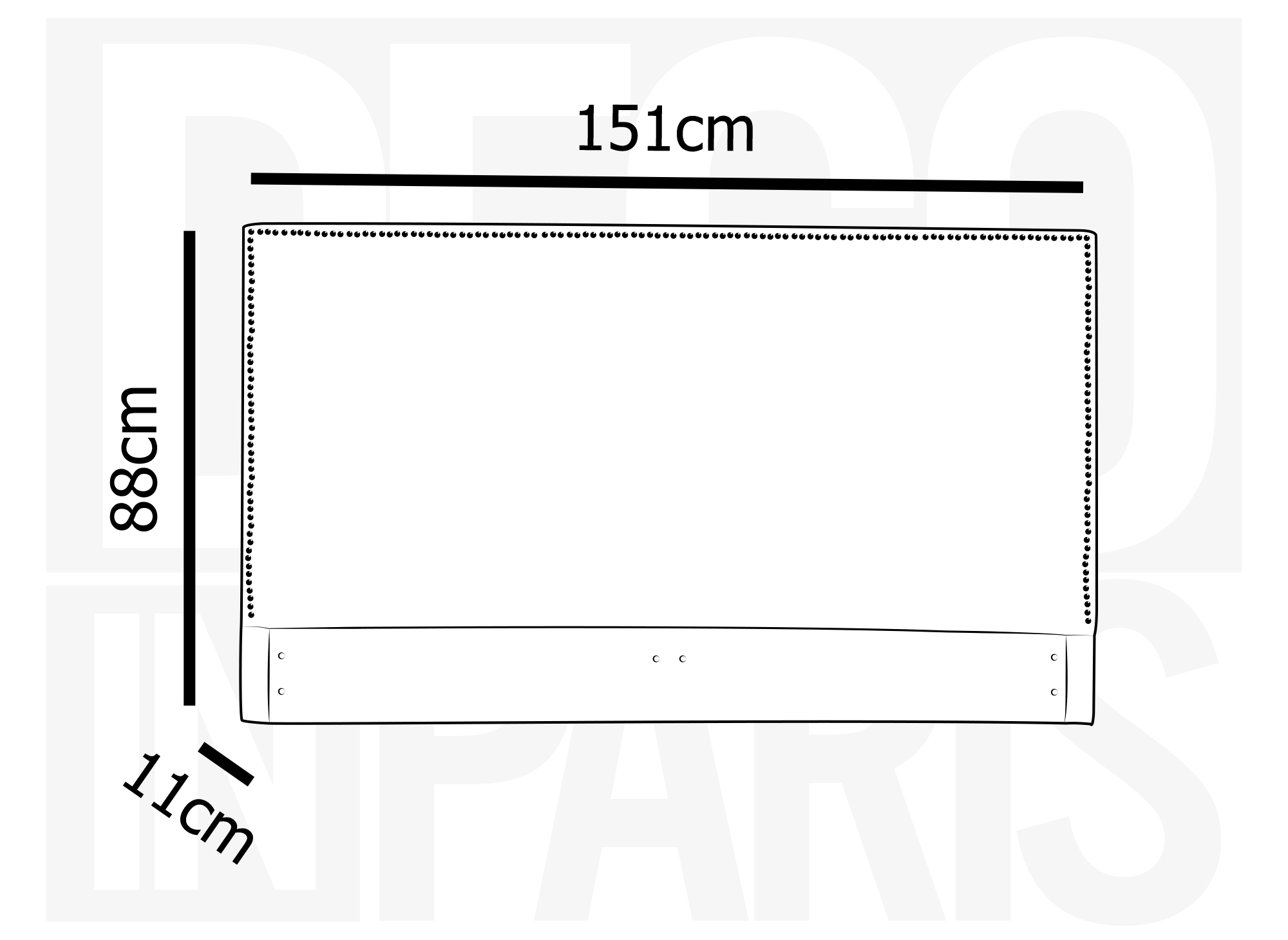 Tête de lit  cloutée en tissu lin gris 140 cm LINDA