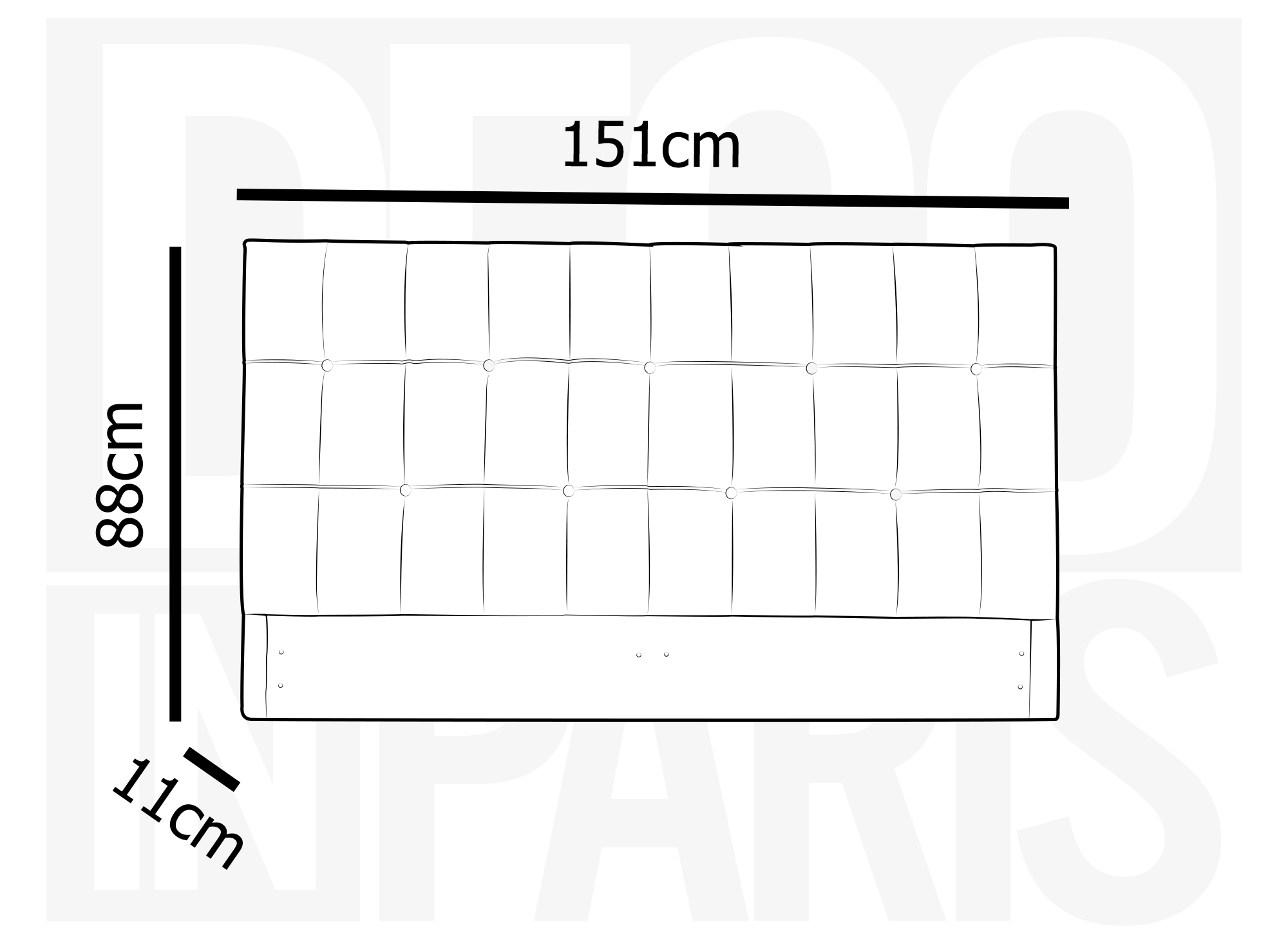 Tête de lit capitonnée en tissu gris 140 cm DOMICE