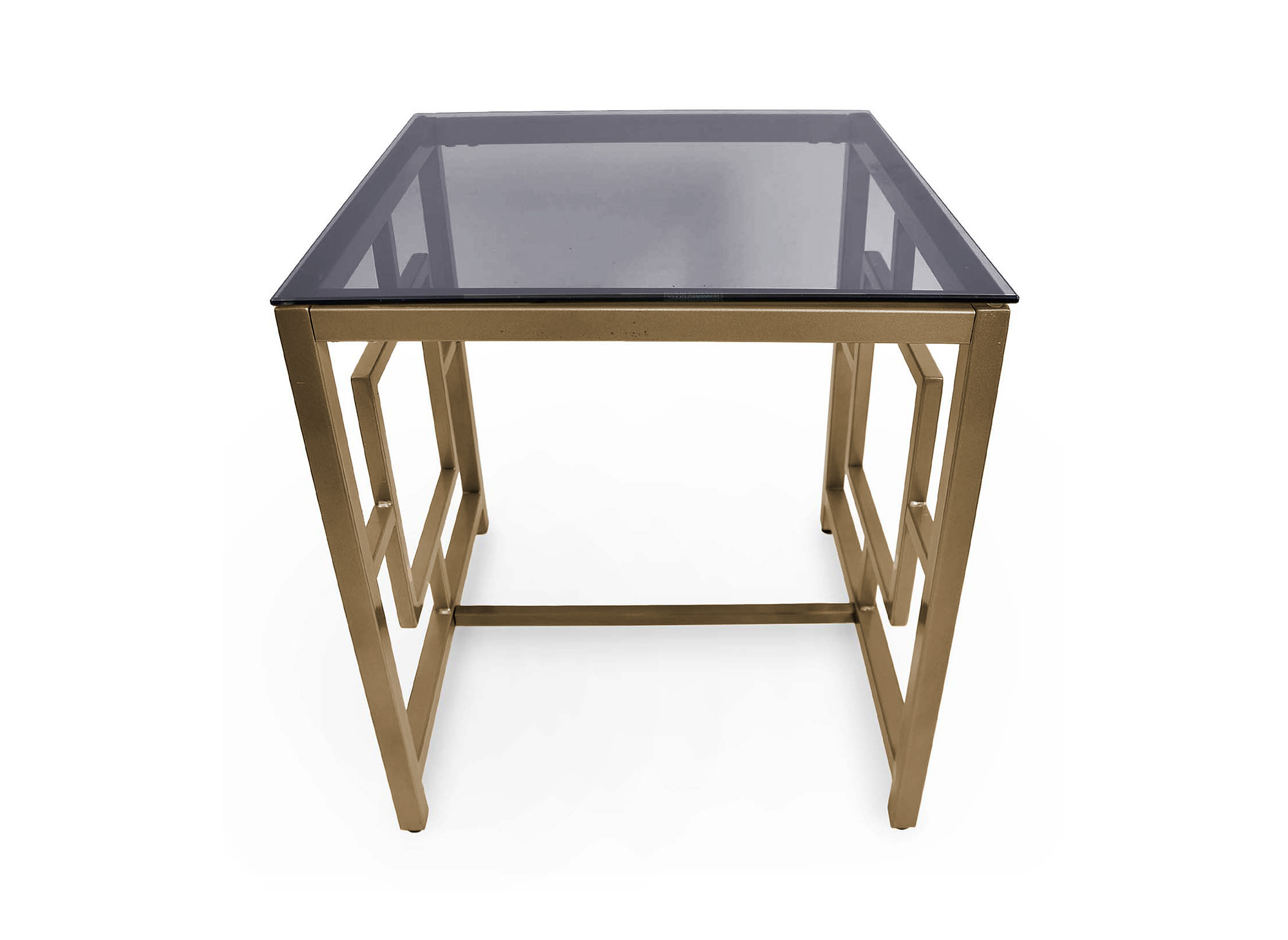 Table basse design en verre noir et métal doré carrée PABLO