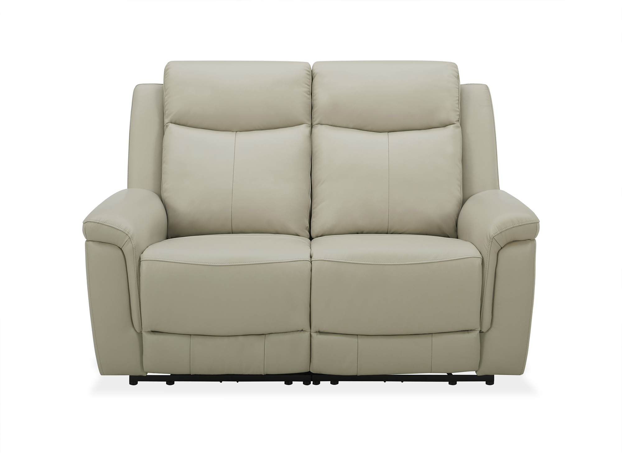 Canapé 2 places relax électrique en cuir beige ERNEST