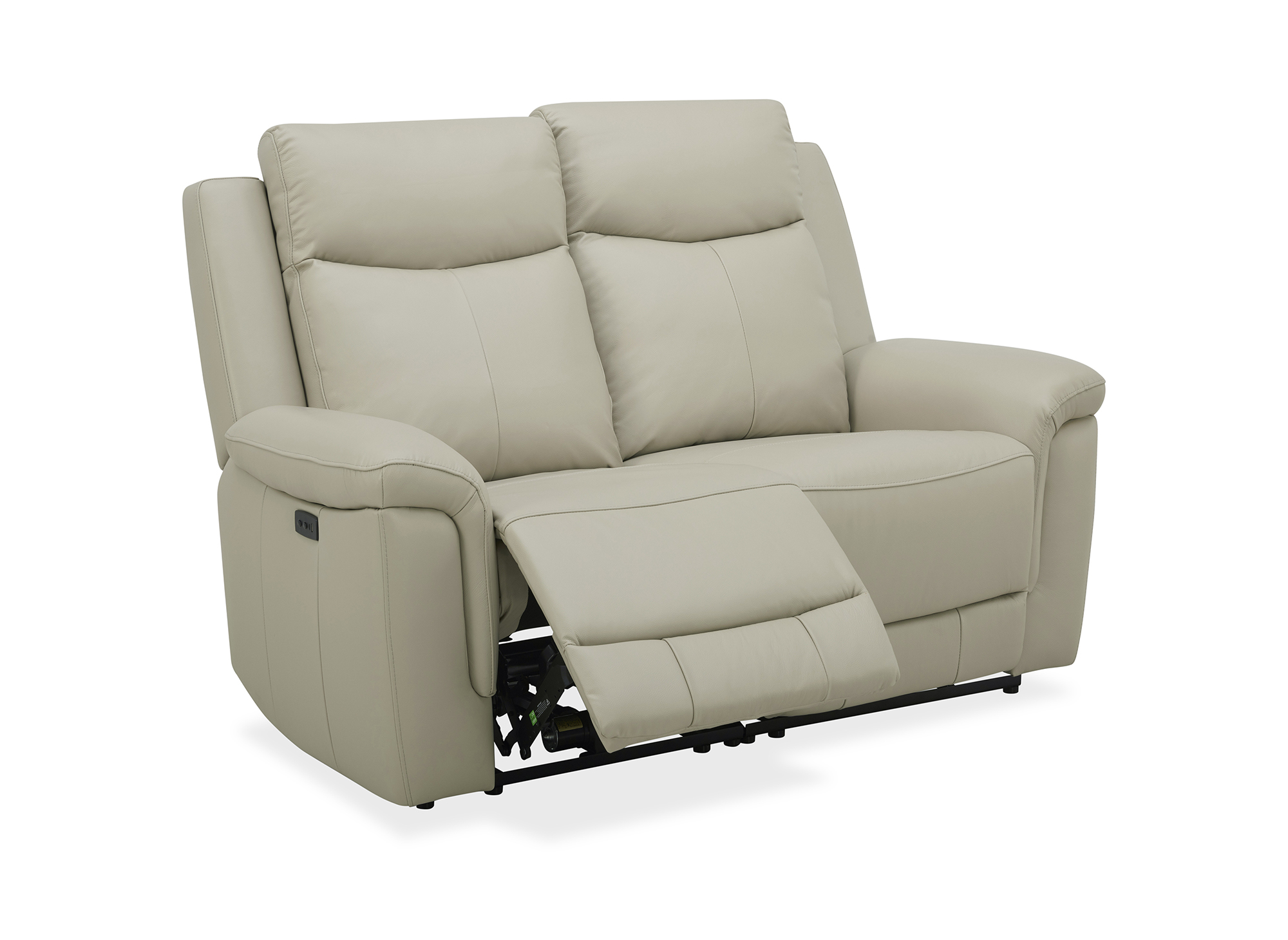 Canapé 2 places relax électrique en cuir beige ERNEST