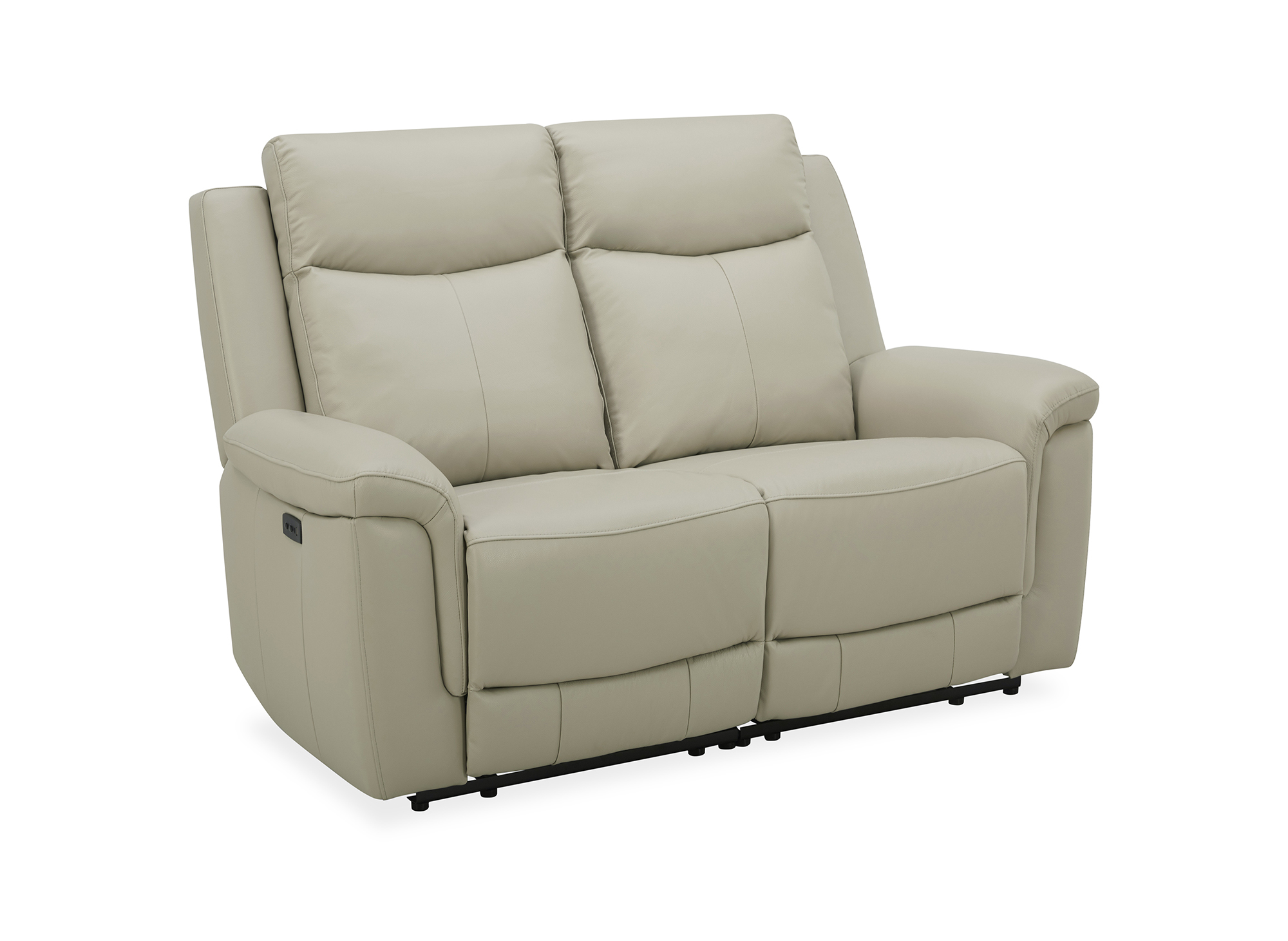 Canapé 2 places relax électrique en cuir beige ERNEST