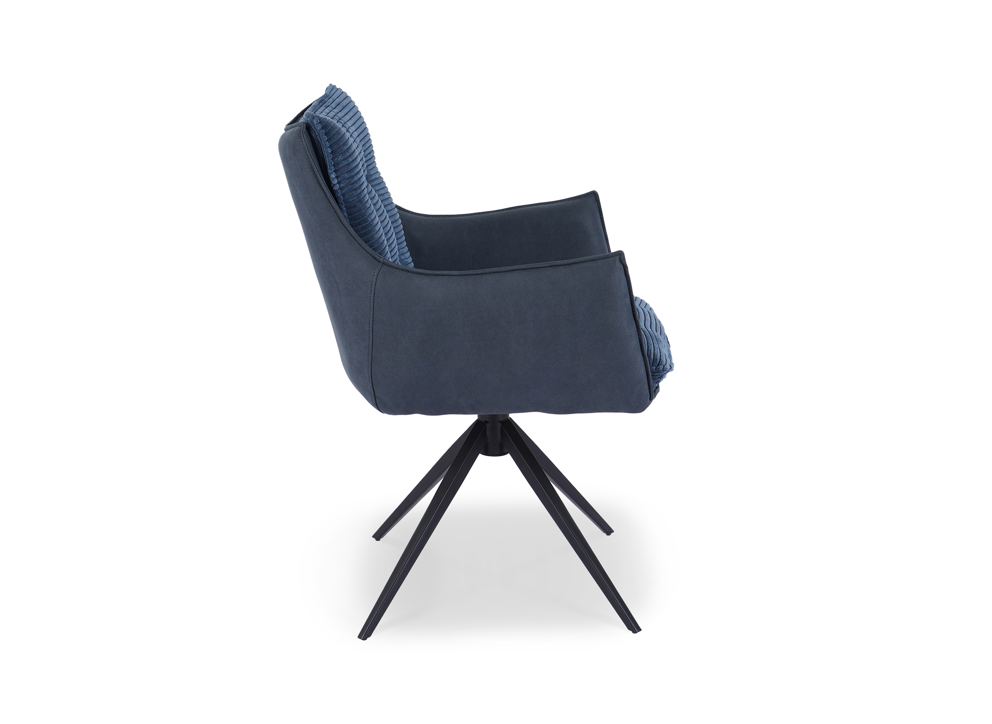 Chaise pivotante avec accoudoirs en velours bleu NOALIE