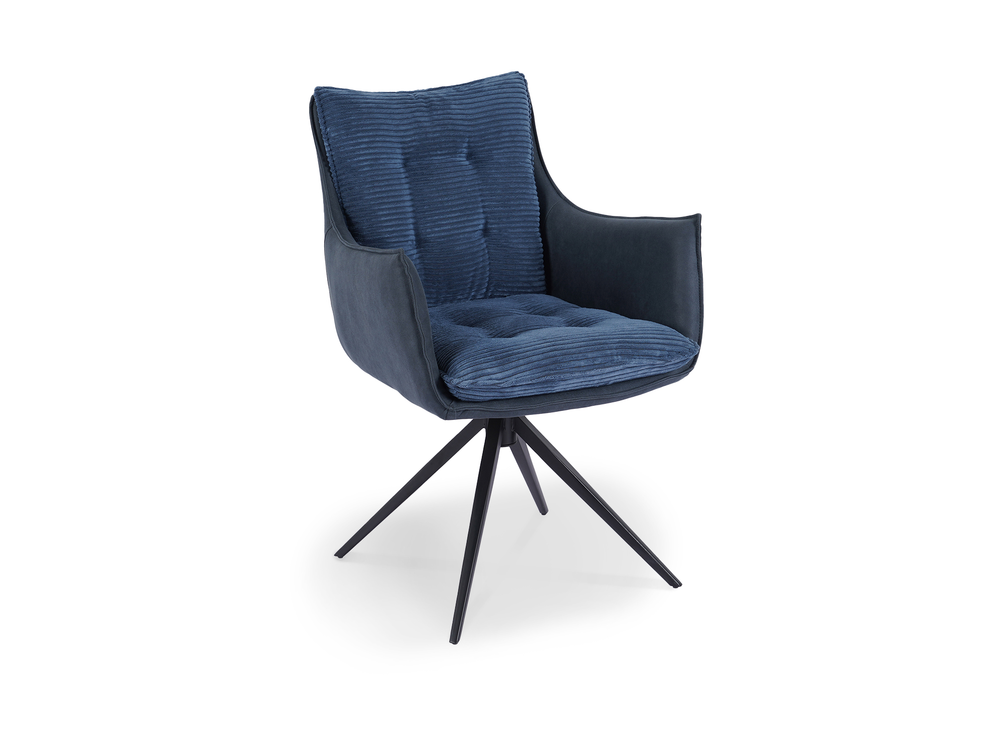 Chaise pivotante avec accoudoirs en velours bleu NOALIE