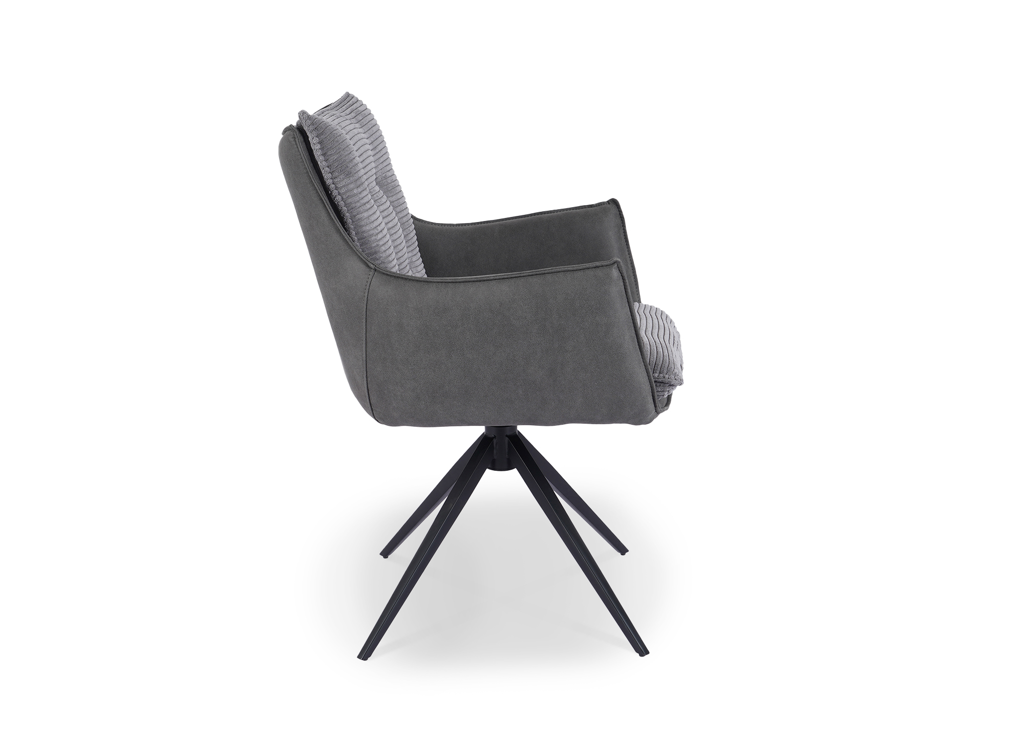 Chaise pivotante avec accoudoirs en velours gris NOALIE