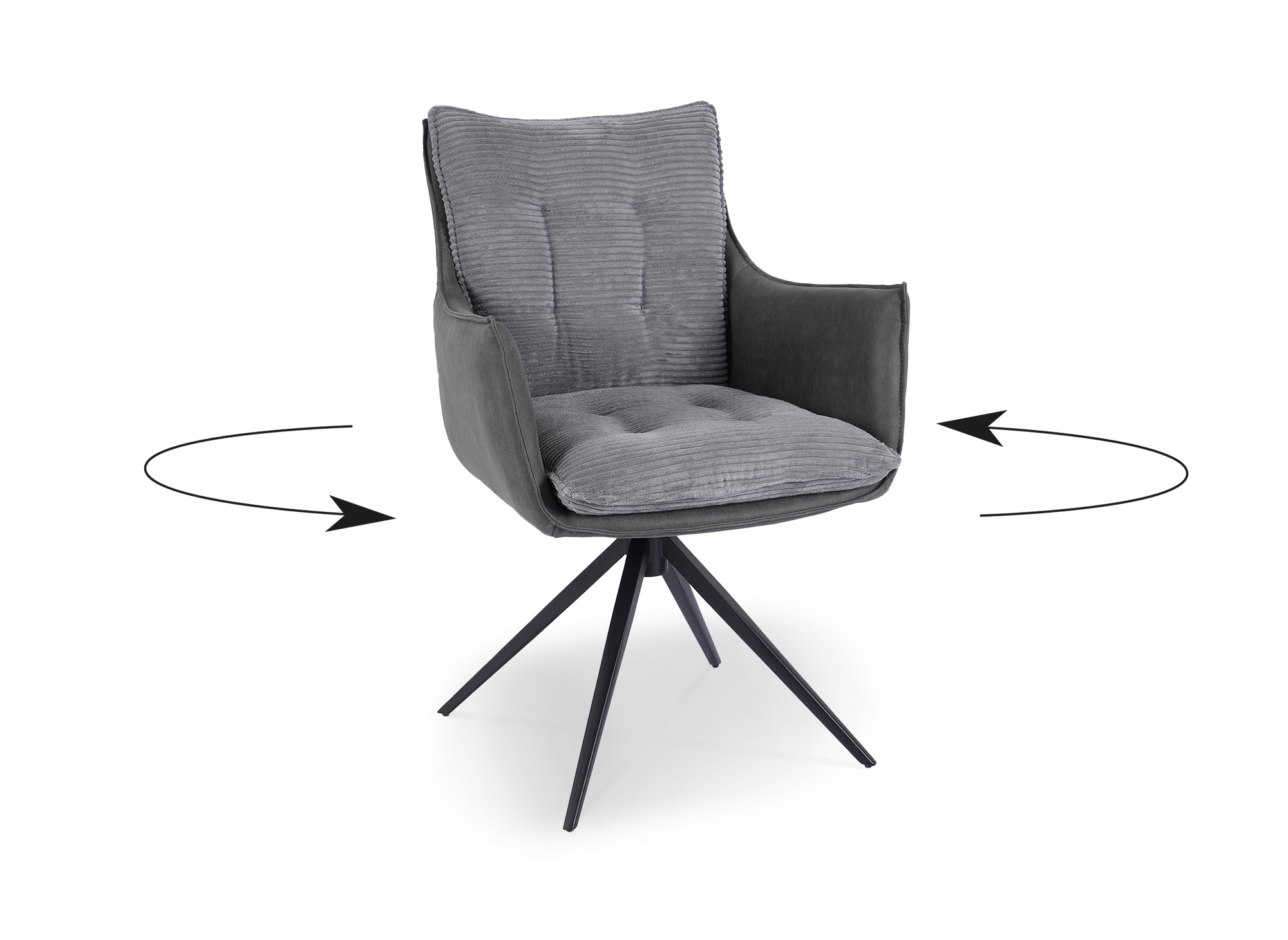 Chaise pivotante avec accoudoirs en velours gris NOALIE