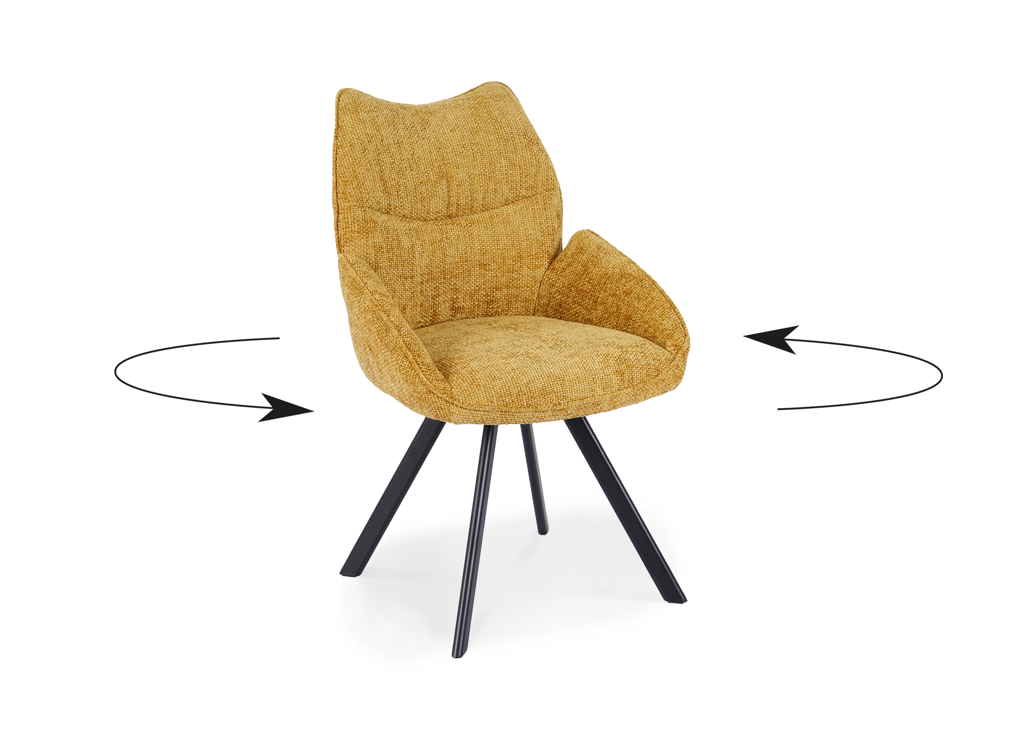 Chaise pivotante avec accoudoirs en tissu jaune TALIA