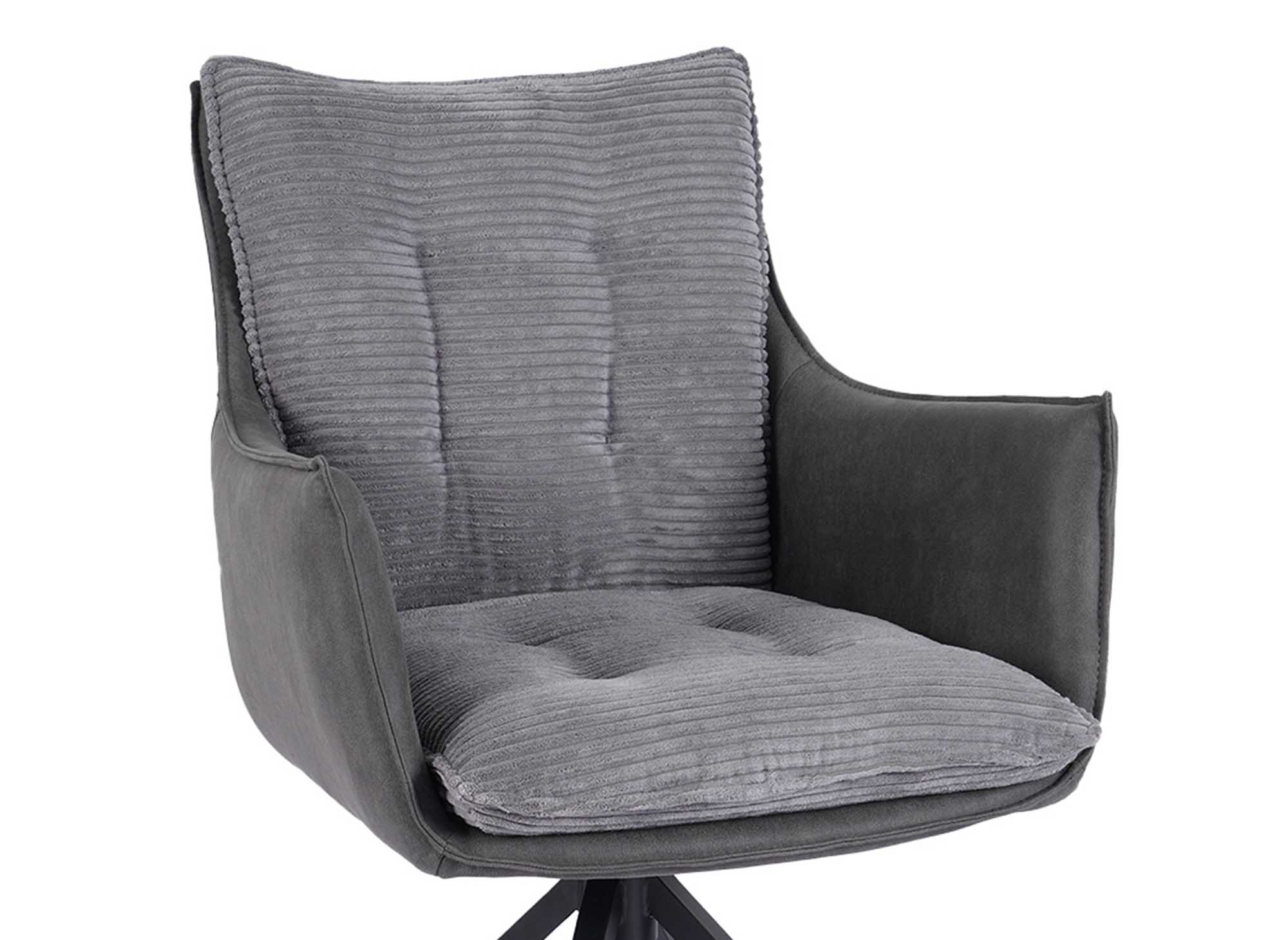 Chaise pivotante avec accoudoirs en velours gris NOALIE