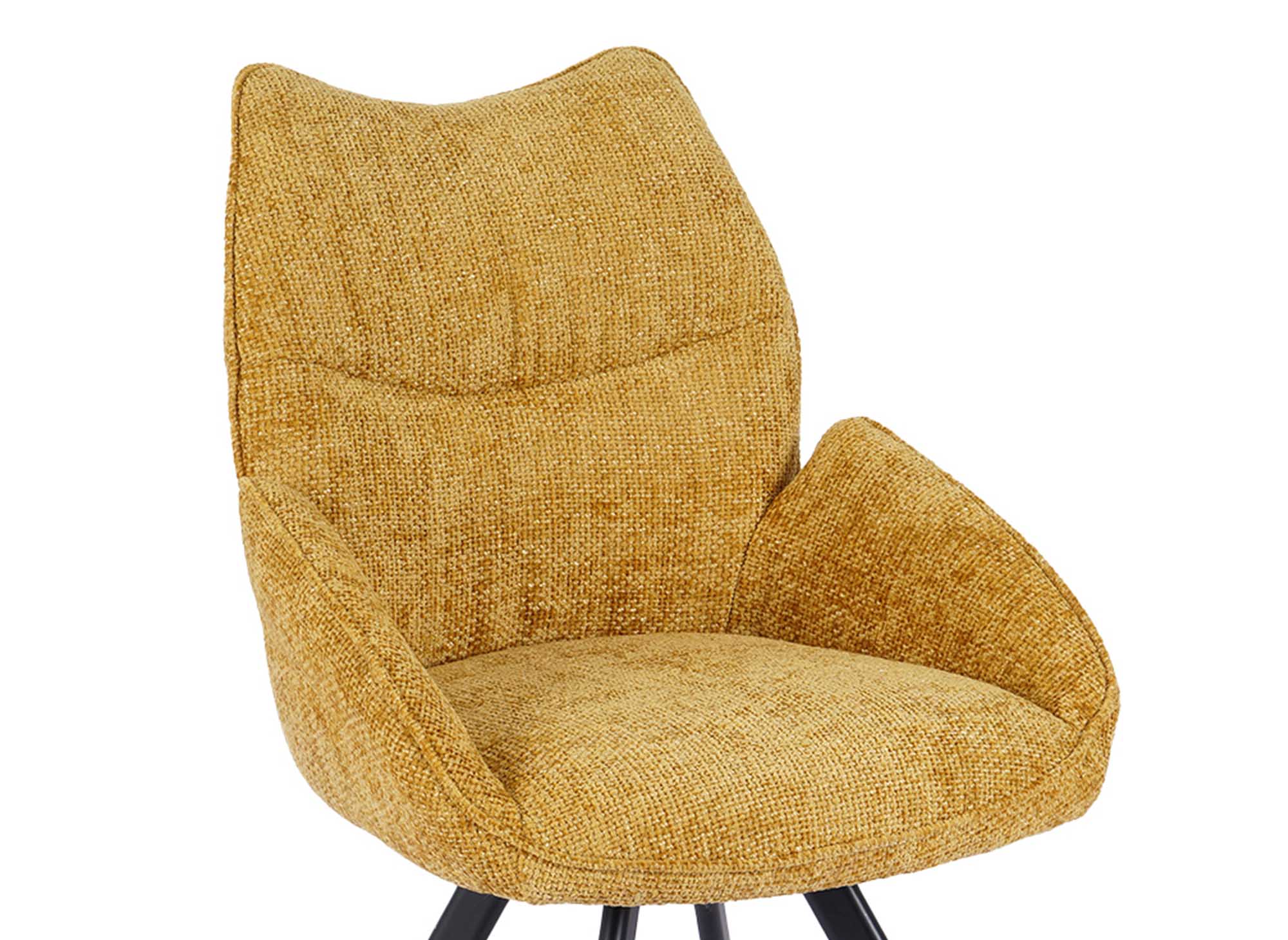 Chaise pivotante avec accoudoirs en tissu jaune TALIA