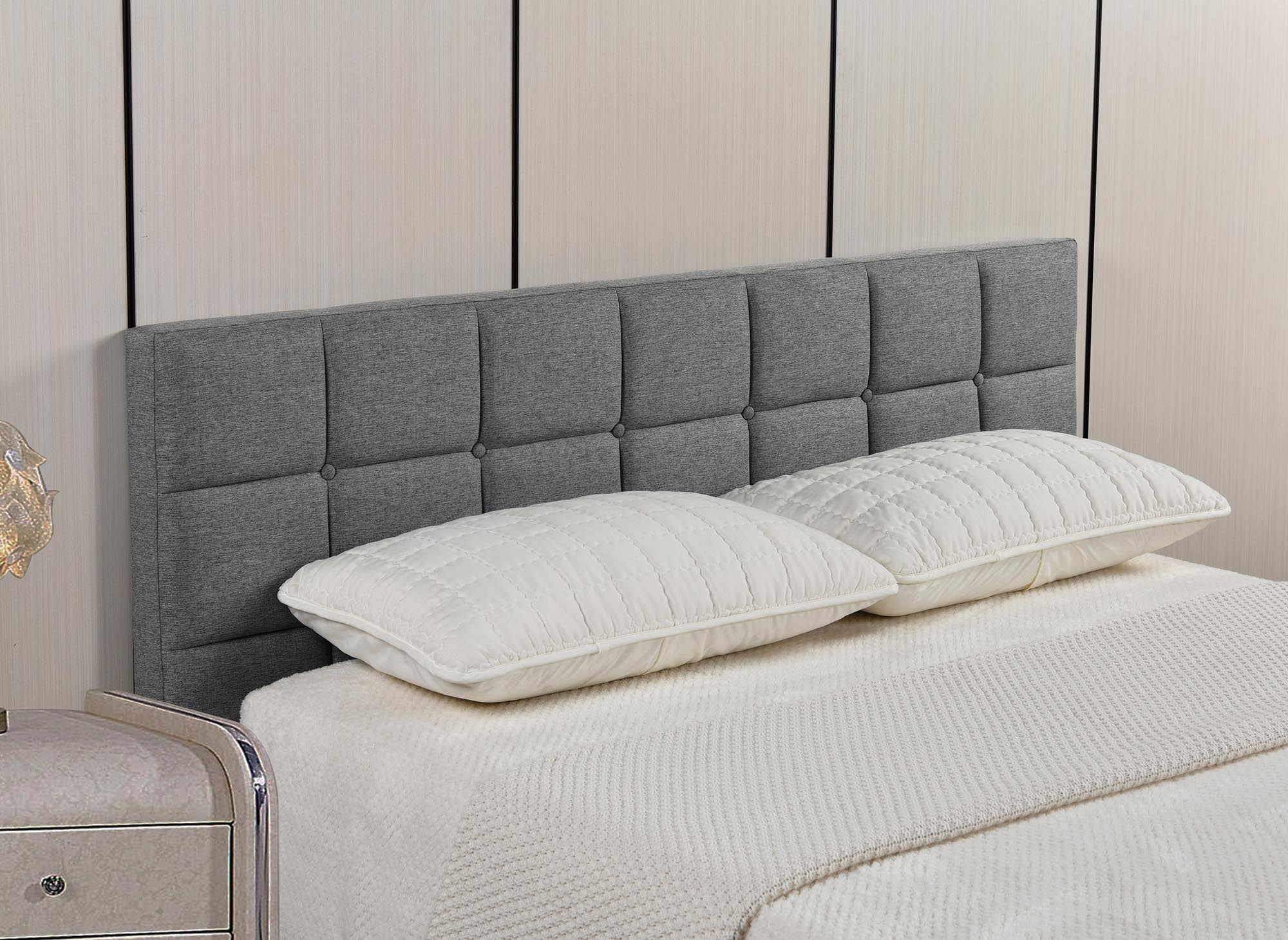 Tête de lit en tissu gris design 160 cm ALVERA