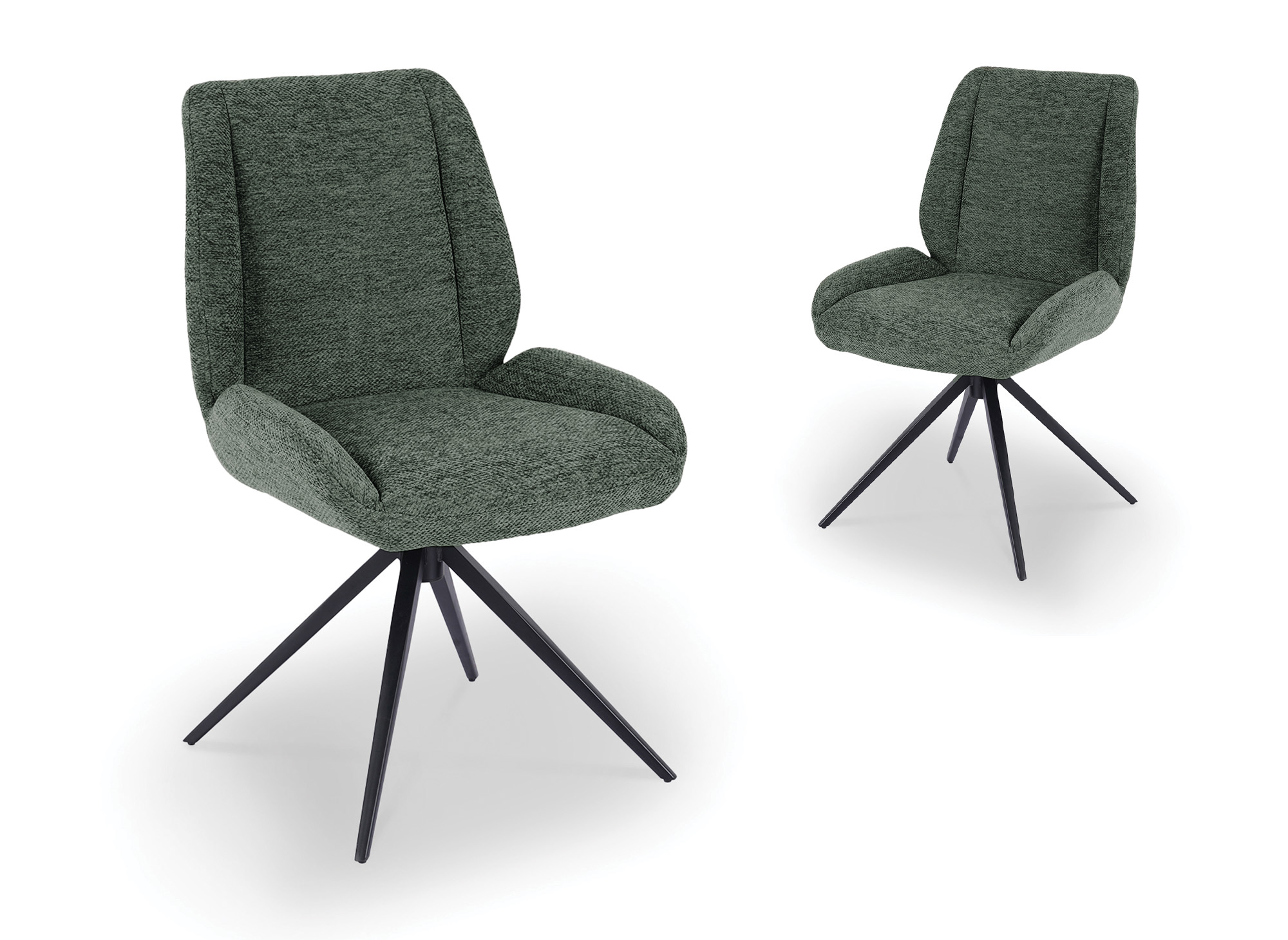 Lot de 2 chaises pivotantes en tissu vert LUZIA