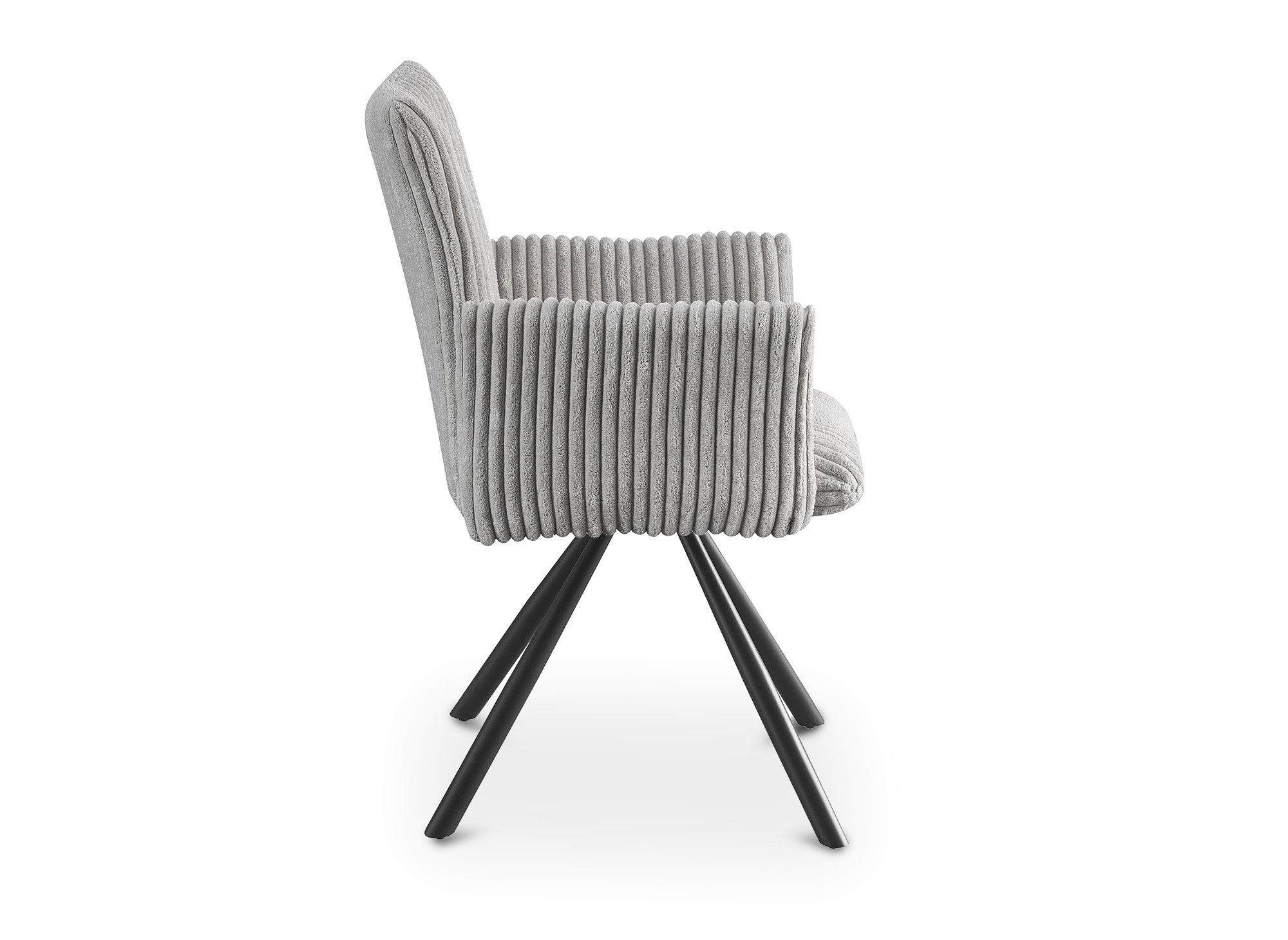 Lot de 2 chaises pivotantes en velours gros côtelé gris HOLLY