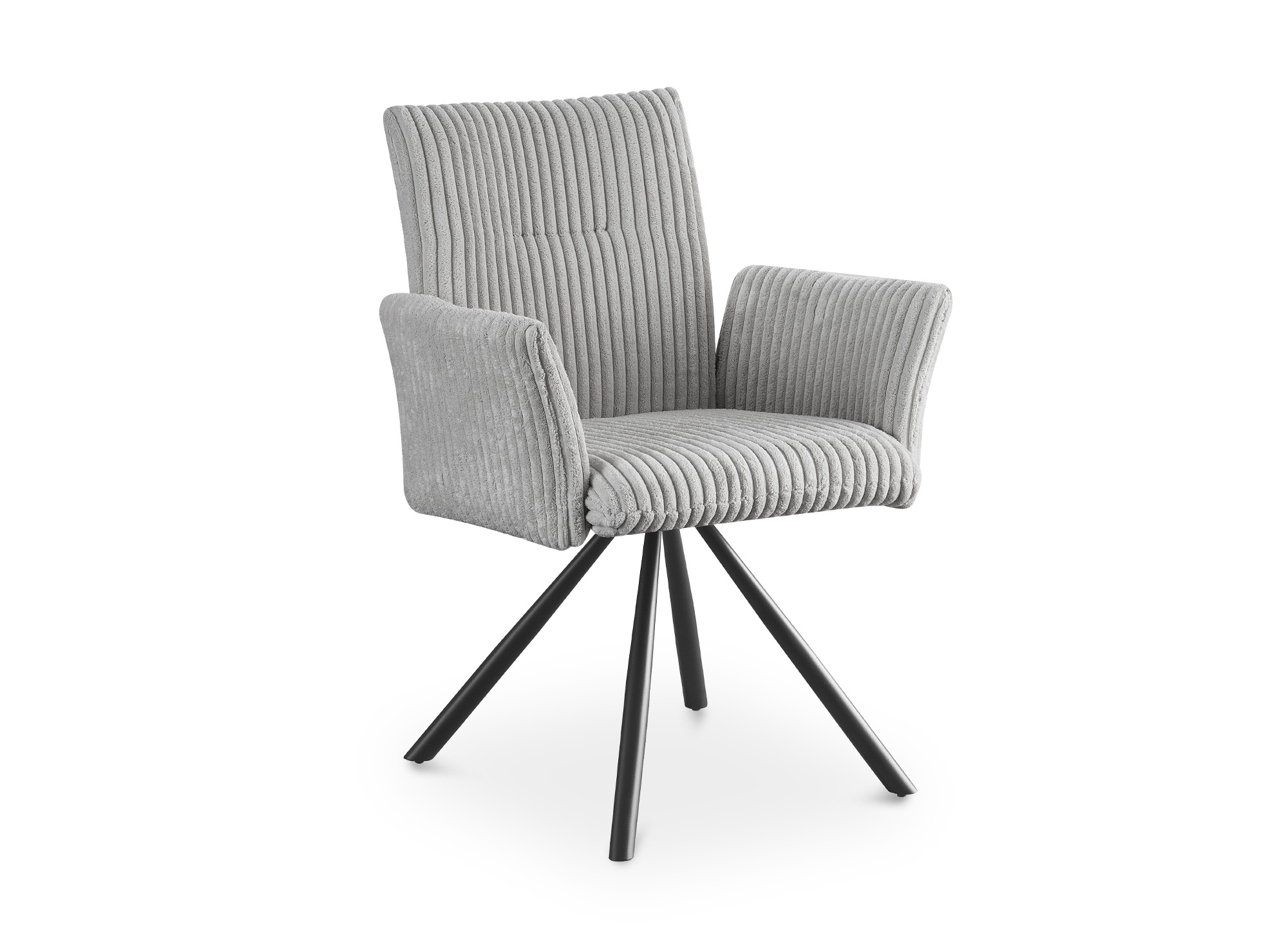 Lot de 2 chaises pivotantes en velours gros côtelé gris HOLLY