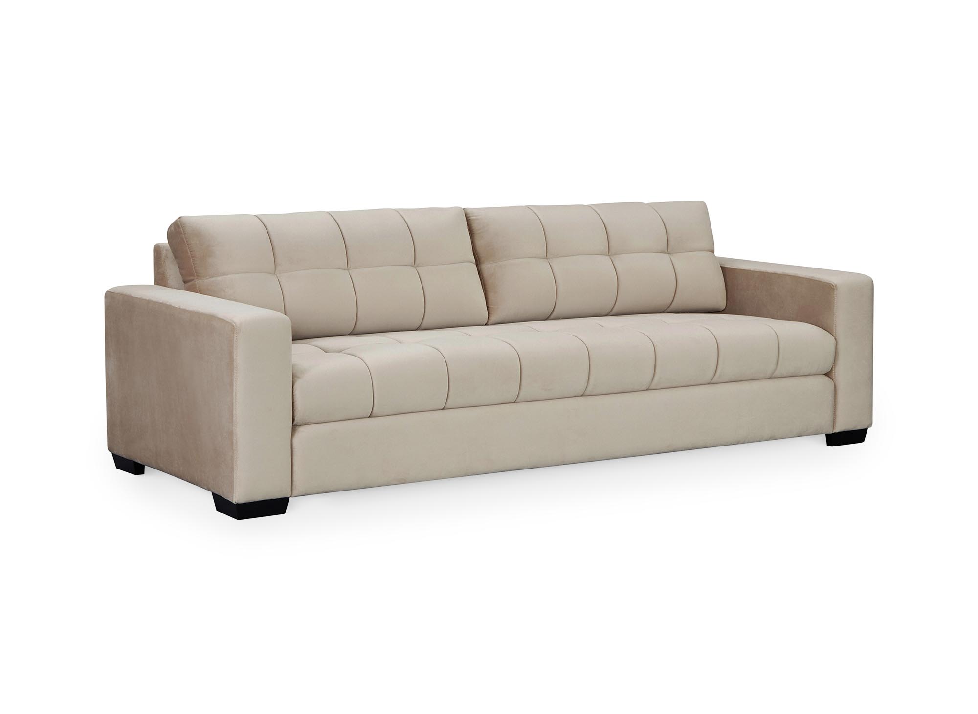 Canapé 3 places en velours beige COSMO