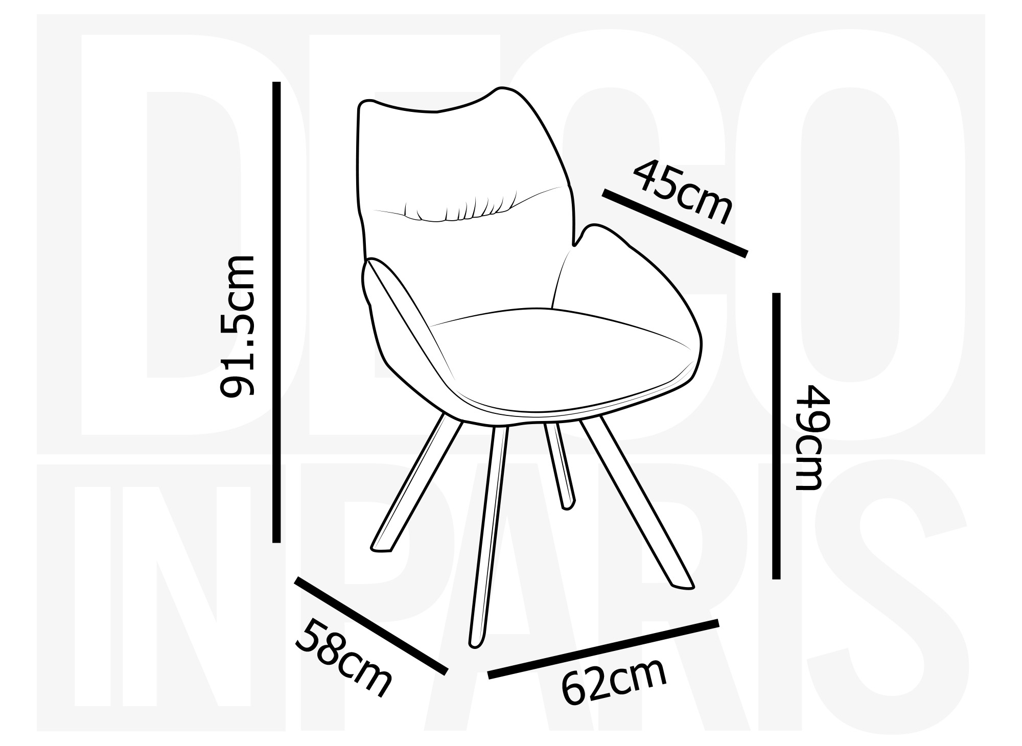 Chaise pivotante avec accoudoirs en tissu jaune TALIA