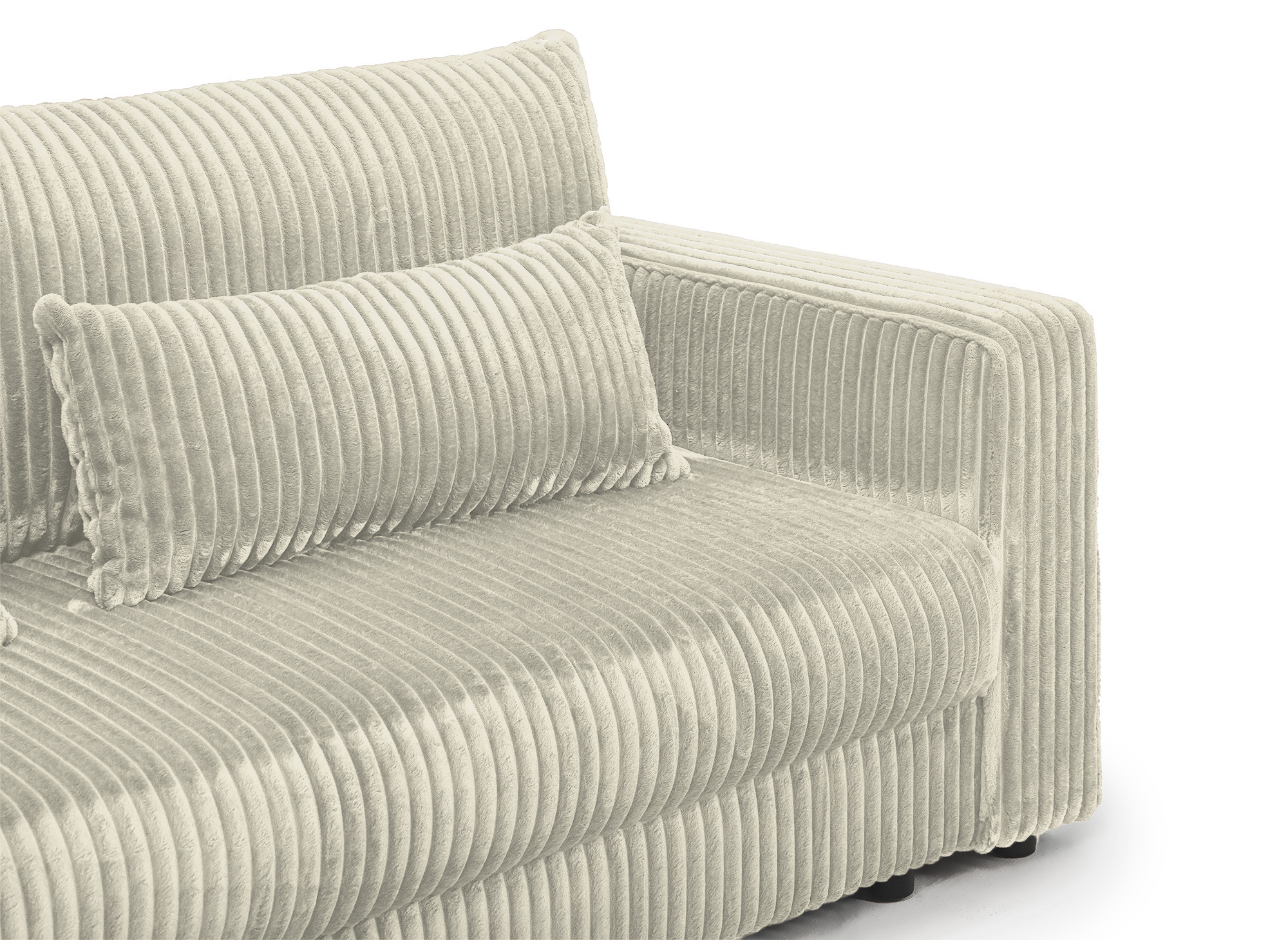 Canapé convertible 3 places avec coffre en velours côtelé épais beige ZURIA