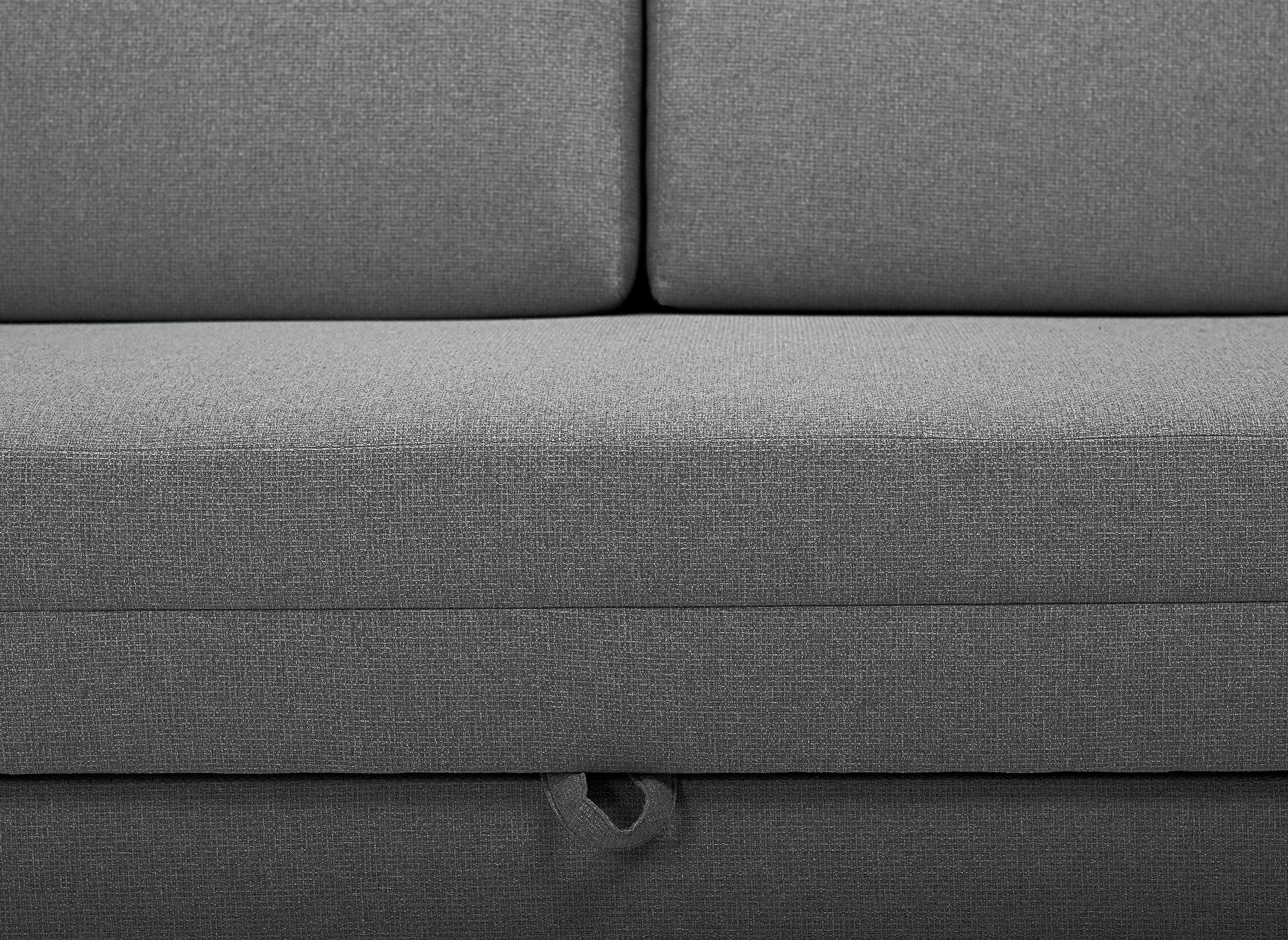 Canapé convertible 2 places avec coffre de rangement en tissu gris YERAZ