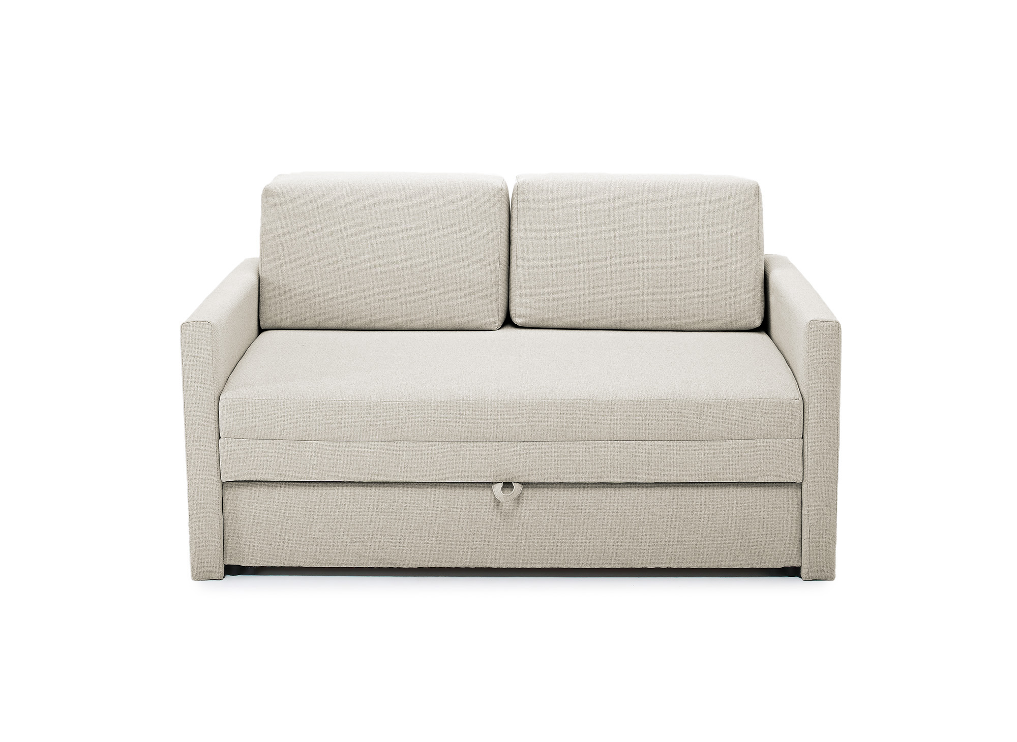 Canapé convertible 2 places avec coffre de rangement en tissu beige YERAZ