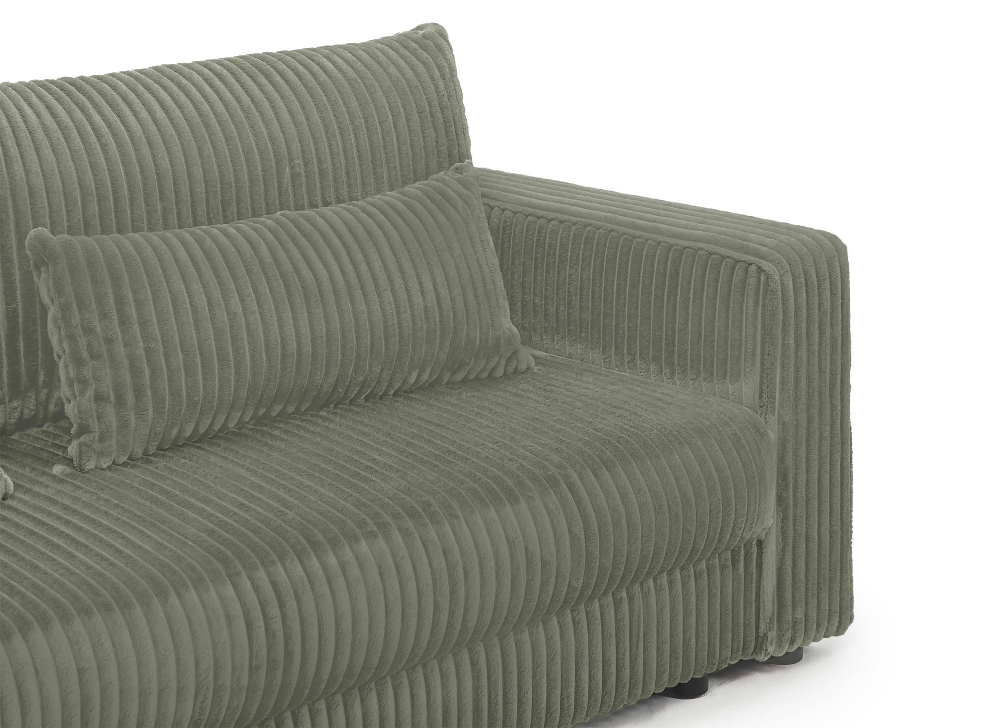 Canapé convertible 3 places avec coffre en velours côtelé épais vert kaki ZURIA