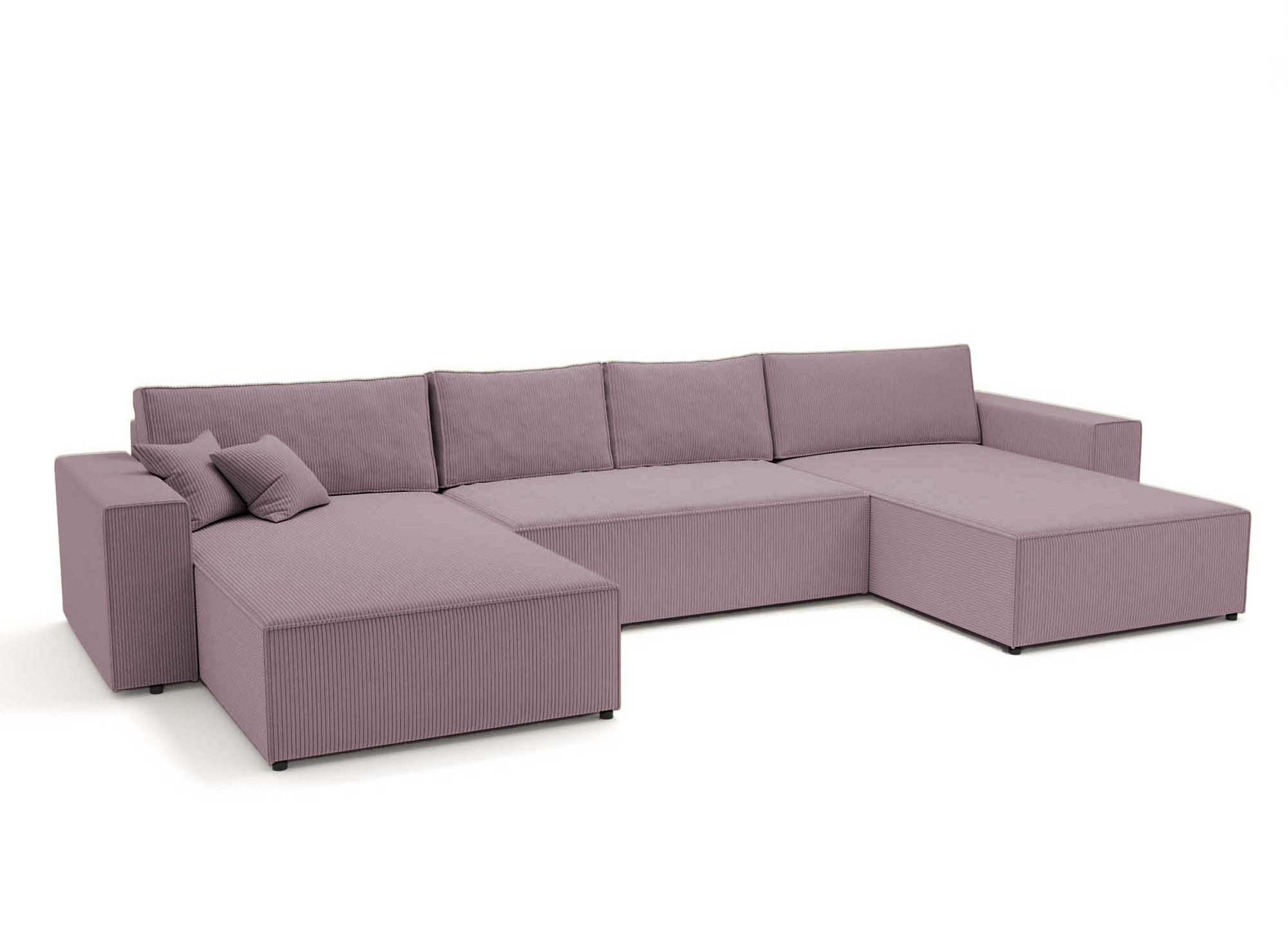 Canapé panoramique convertible avec coffre en velours cotelé lilas - JADE