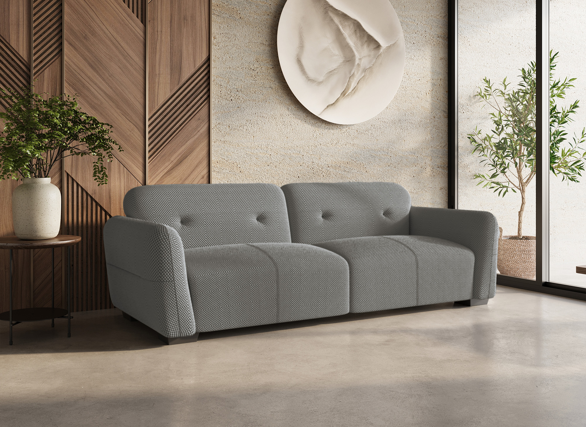 Canapé 3 places en tissu 3D gris PICASSO