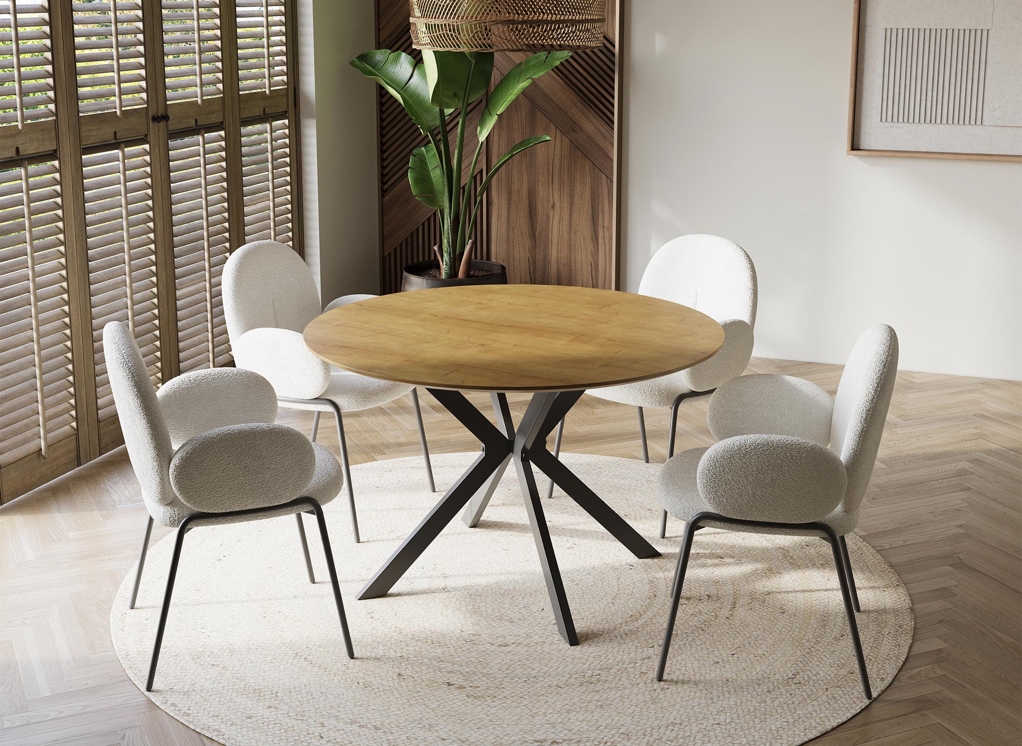 Lot de 2 fauteuils design avec accoudoirs en tissu bouclette blanc BENTA