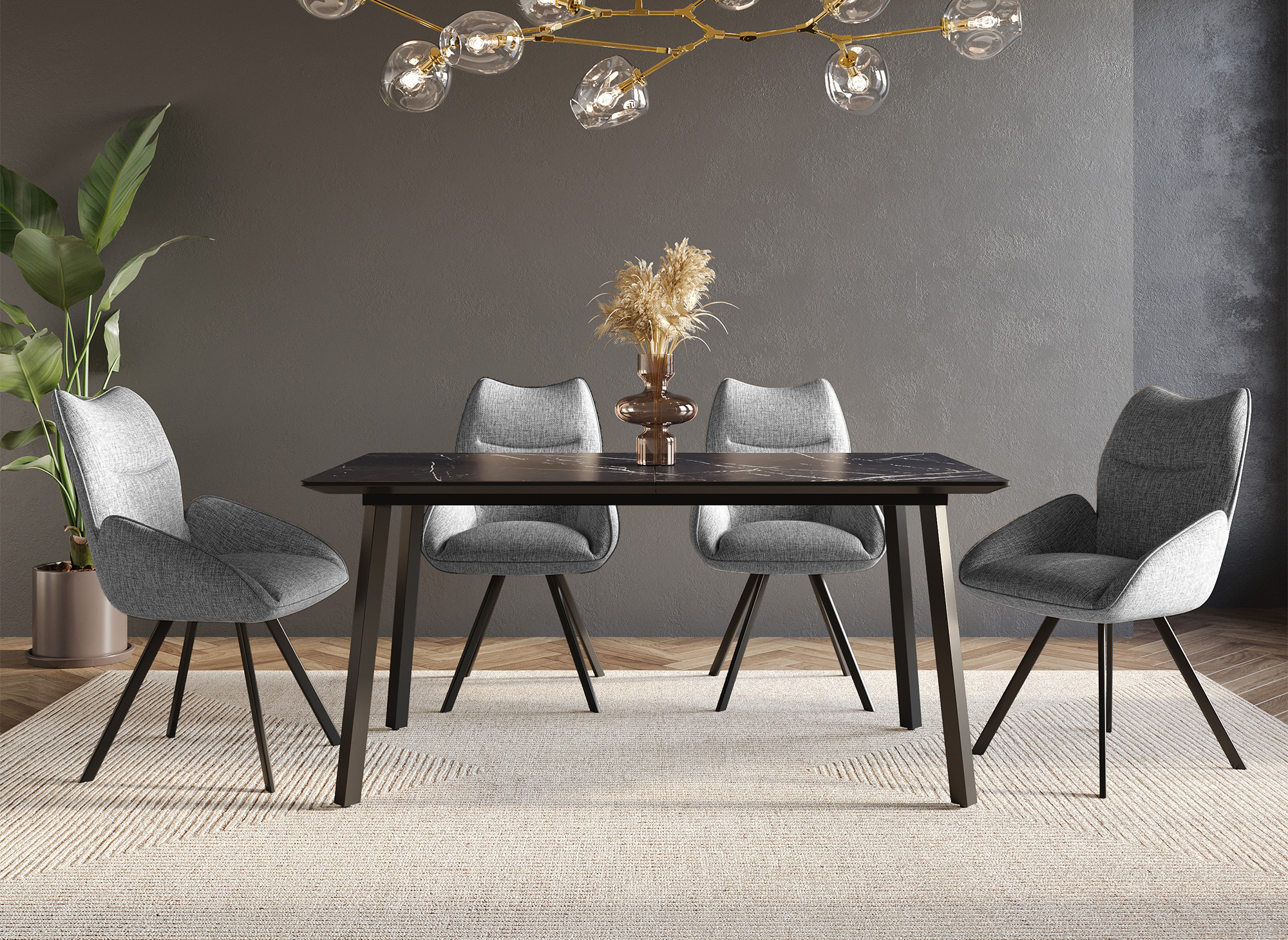 Chaise pivotante avec accoudoirs en tissu gris TALIA