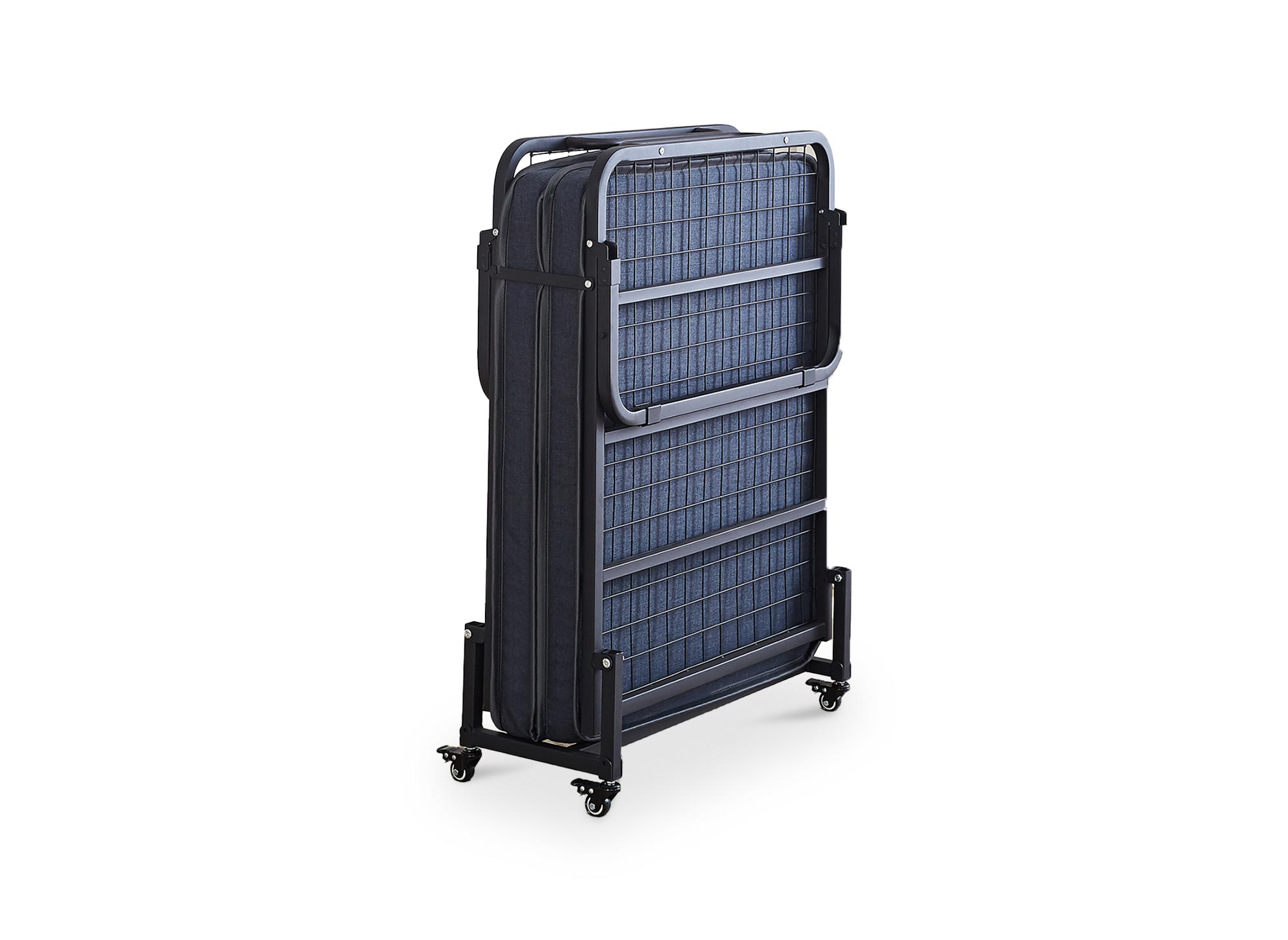 Lit d'appoint pliant en métal noir avec matelas EMMY 70 x 190 cm