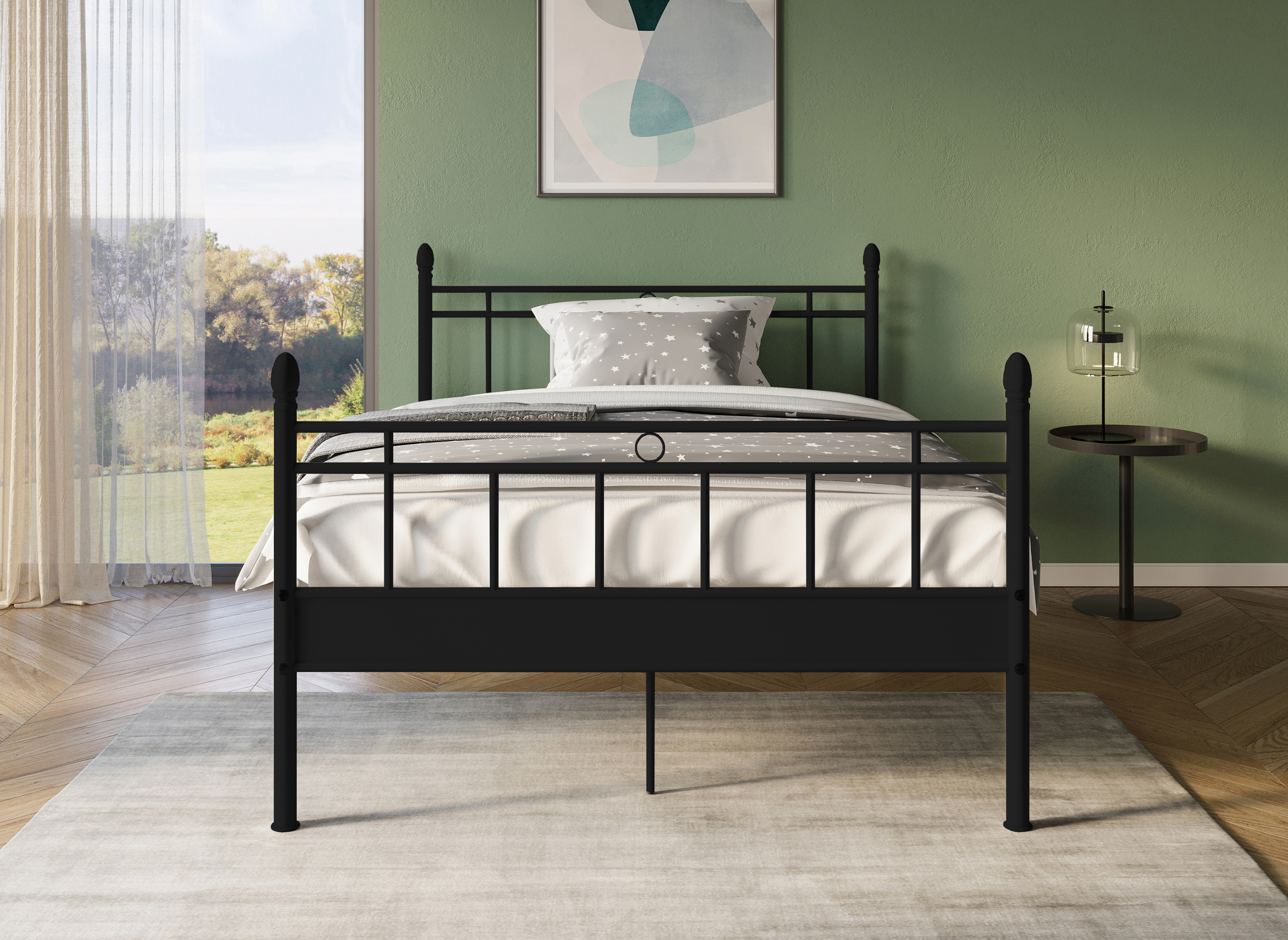 Lit double en métal noir KADY 140 x 190 cm