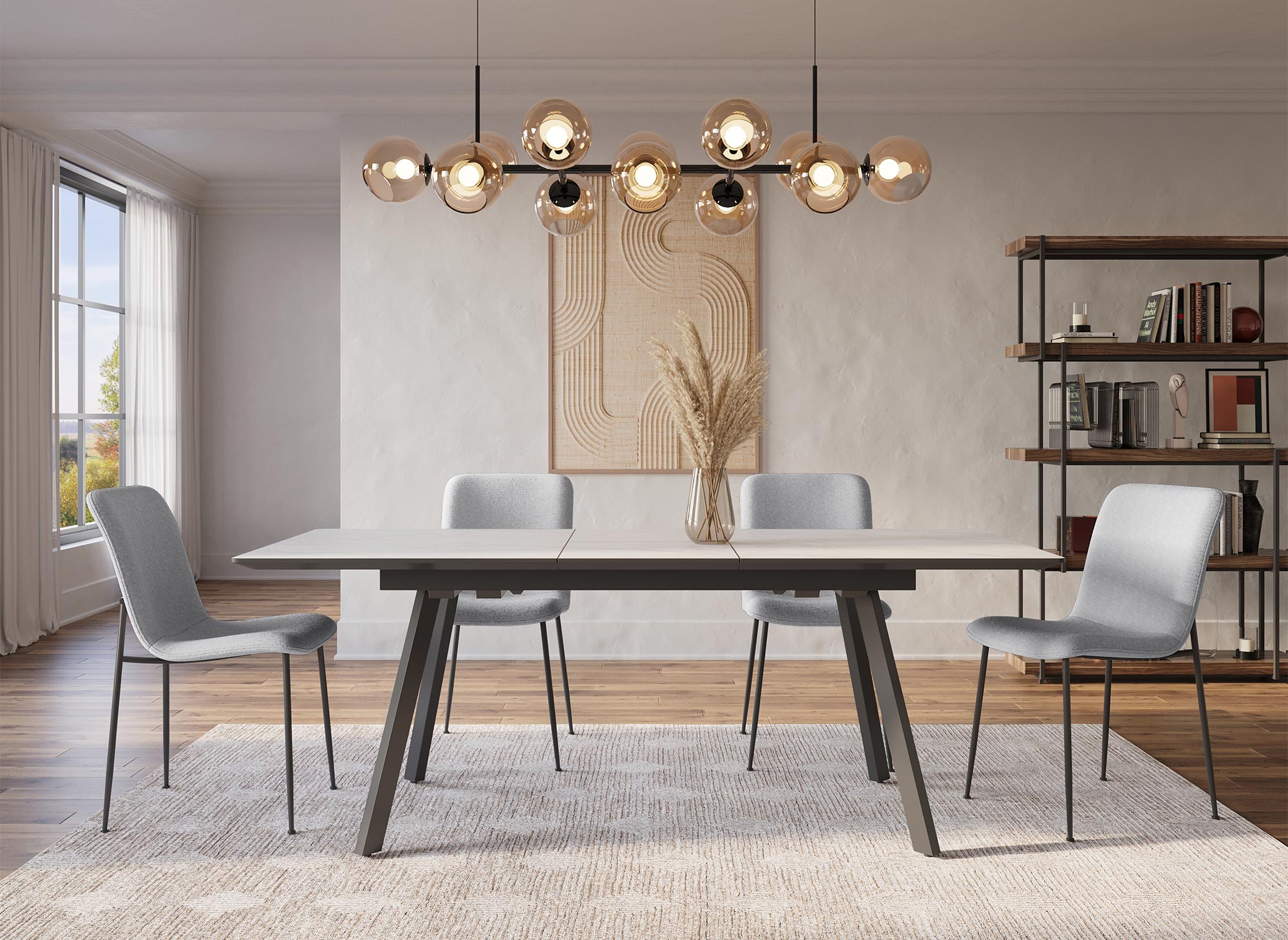 Lot de 4 chaises en tissu gris clair CHERYL