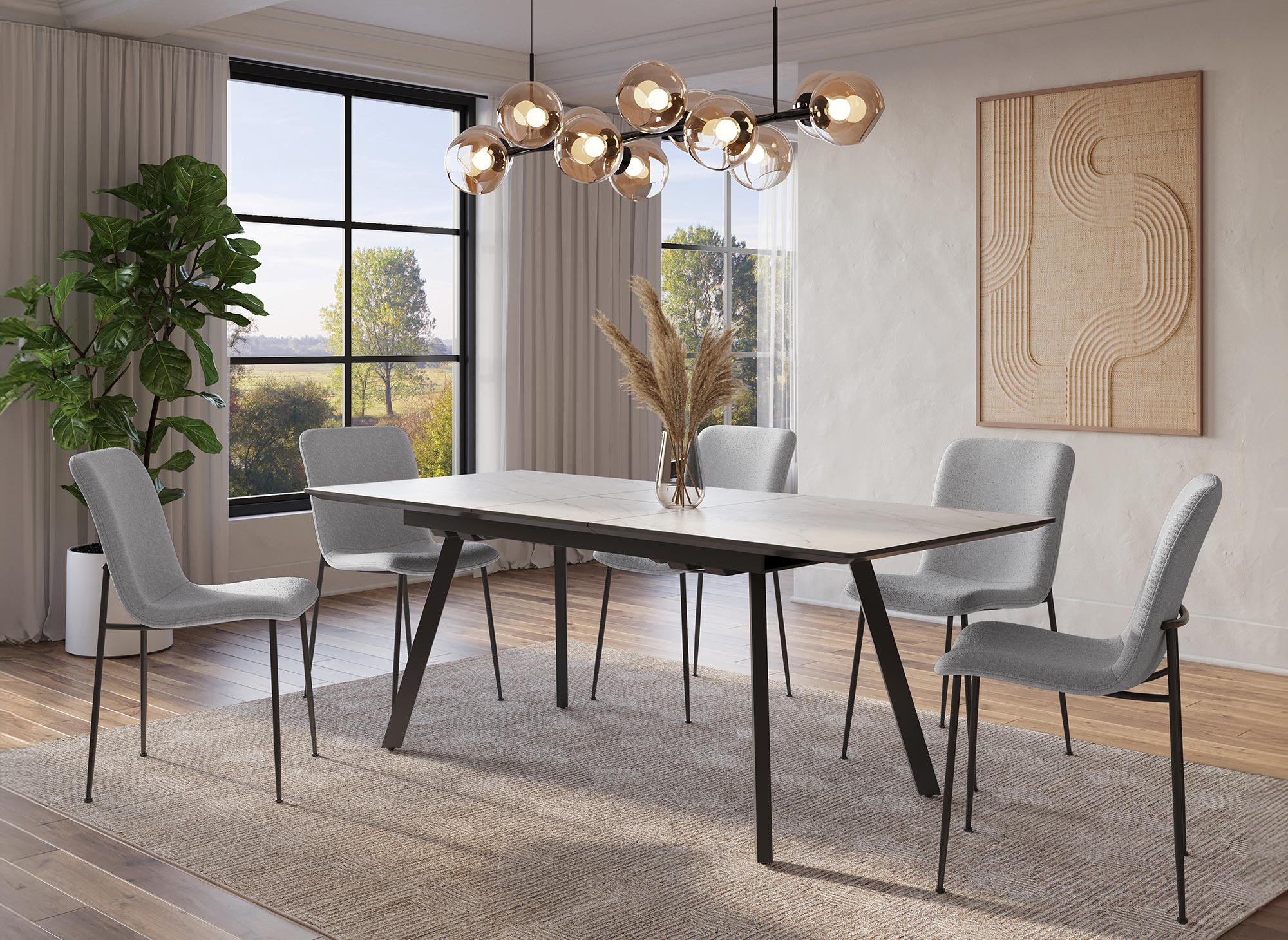 Lot de 4 chaises en tissu gris clair CHERYL