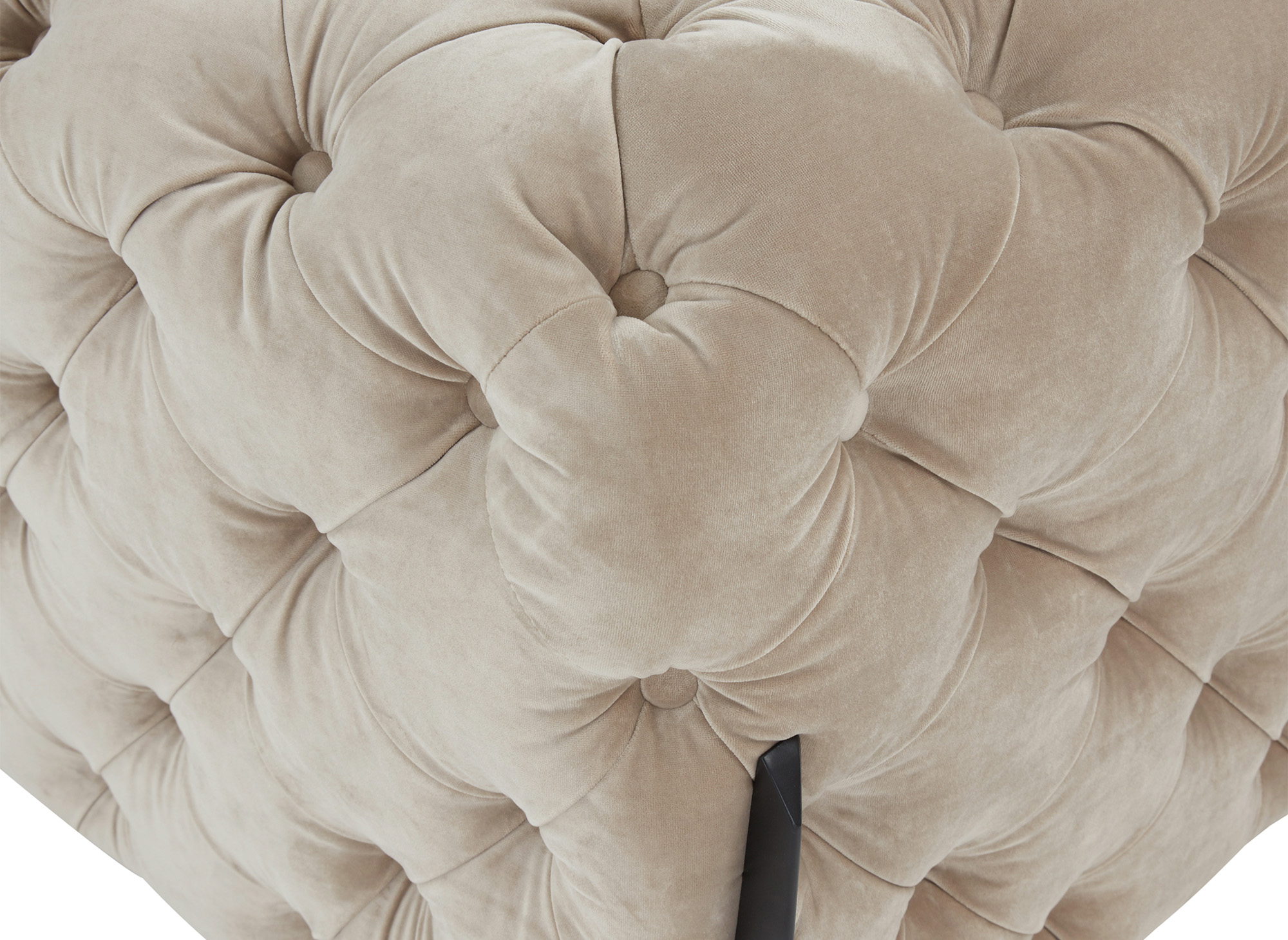 Canapé 3 places capitonné chesterfield velours beige CARMEN