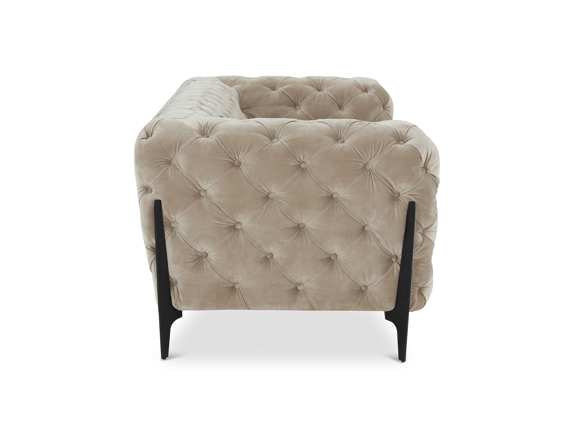 Canapé 3 places capitonné chesterfield velours beige CARMEN