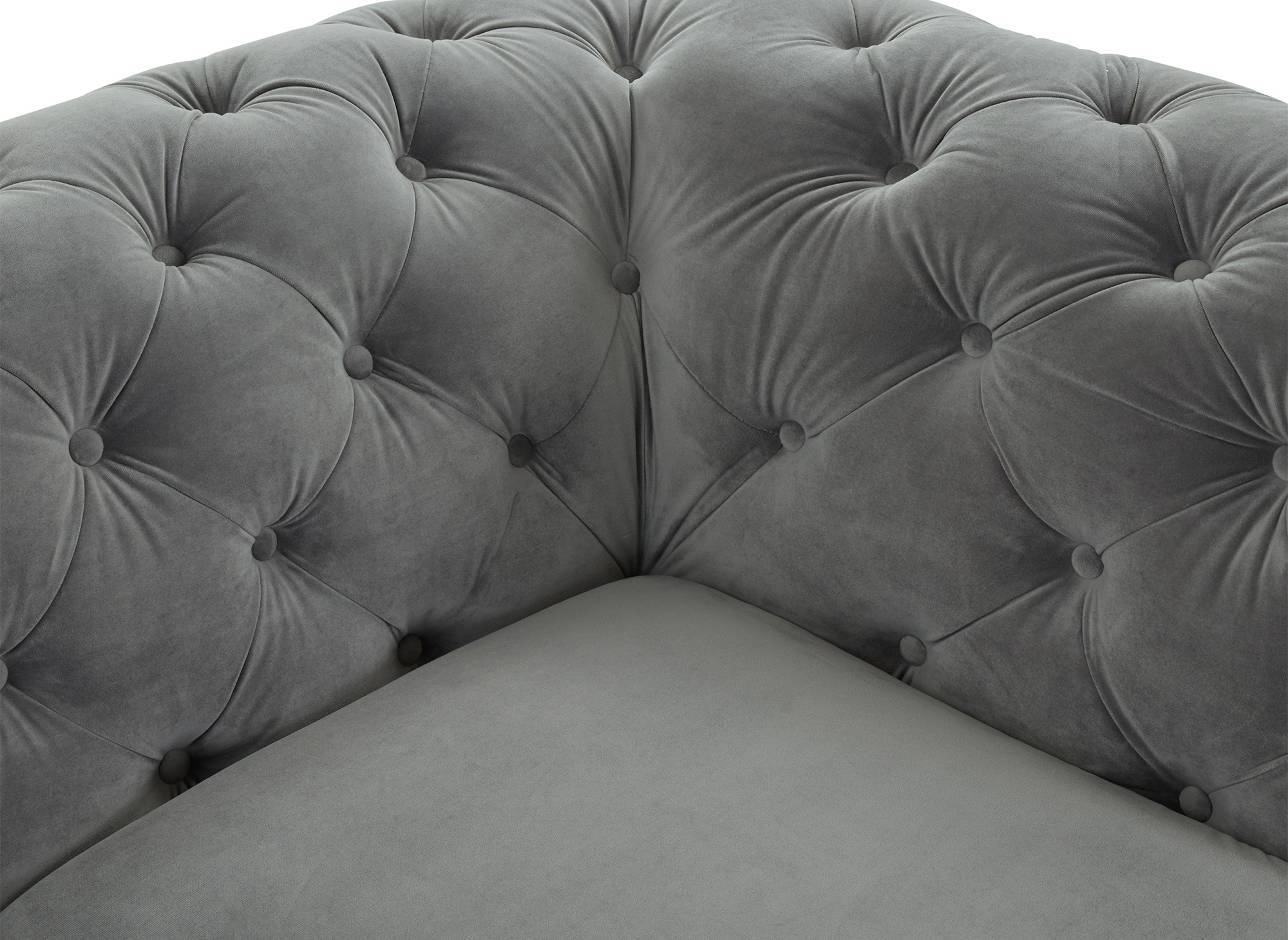 Canapé 3 places capitonné chesterfield velours gris CARMEN