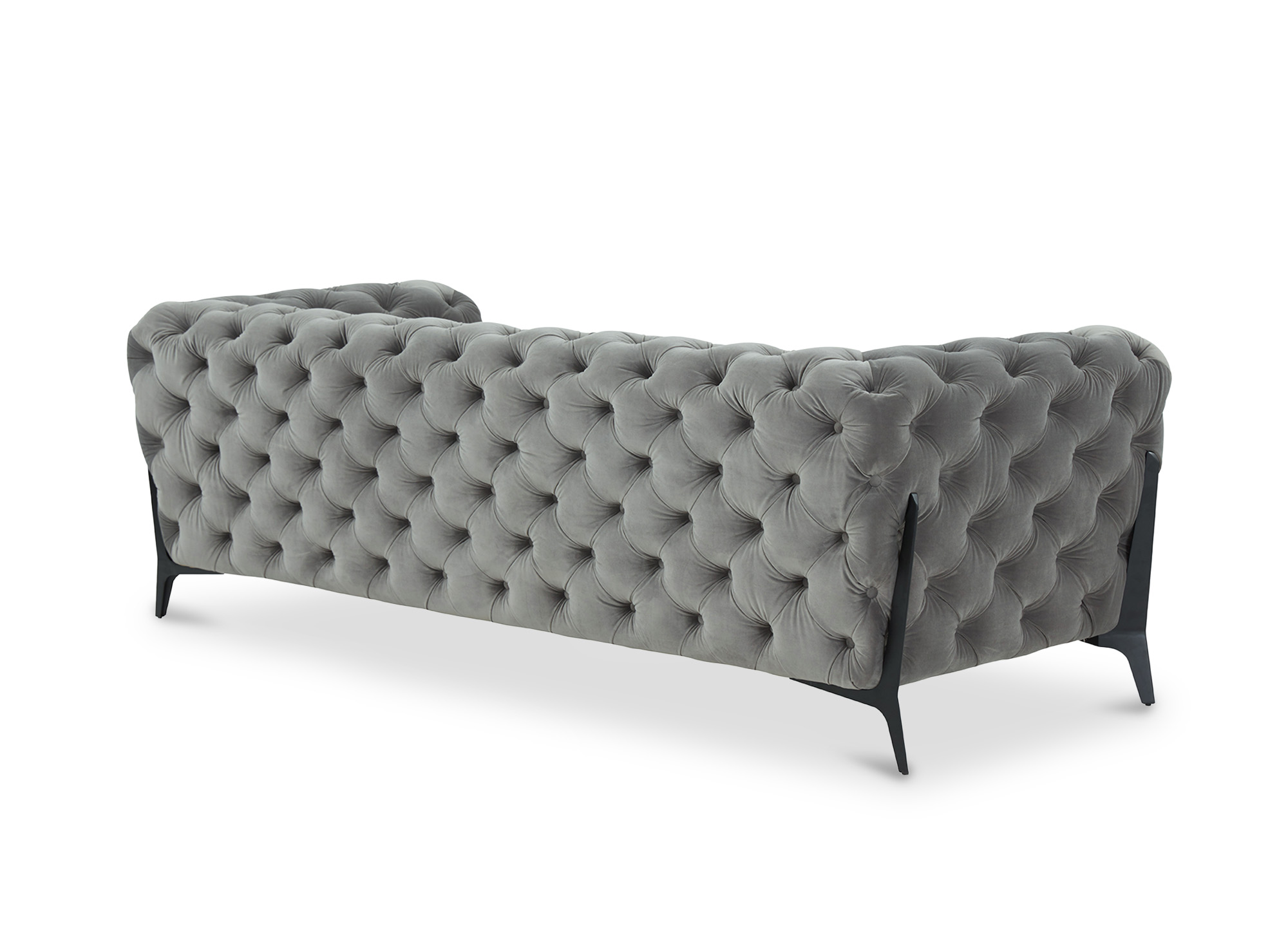 Canapé 3 places capitonné chesterfield velours gris CARMEN