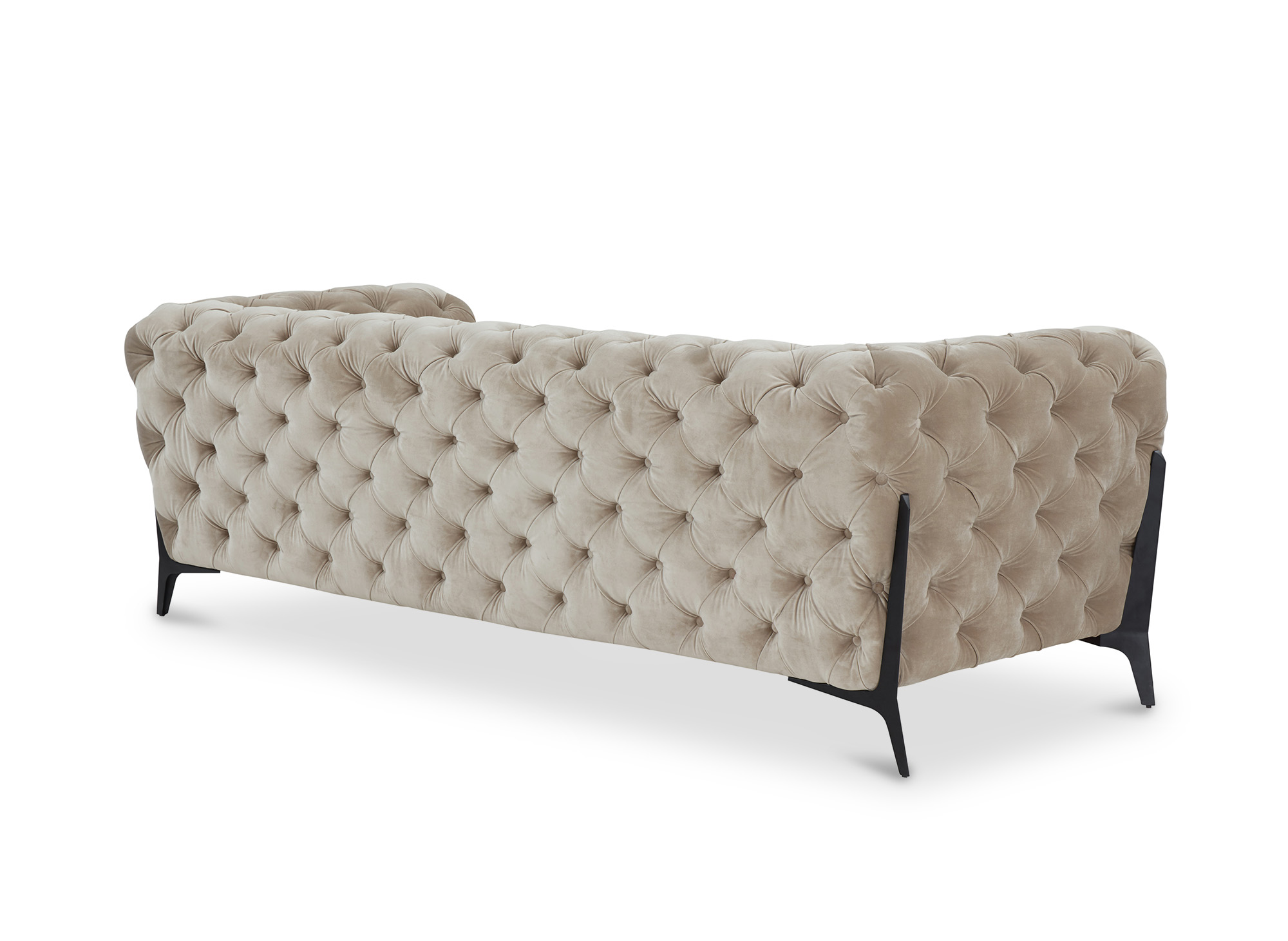 Canapé 3 places capitonné chesterfield velours beige CARMEN