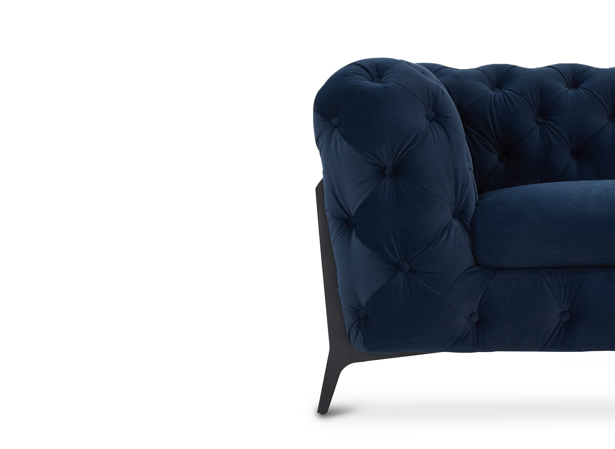 Canapé 3 places capitonné chesterfield velours bleu CARMEN