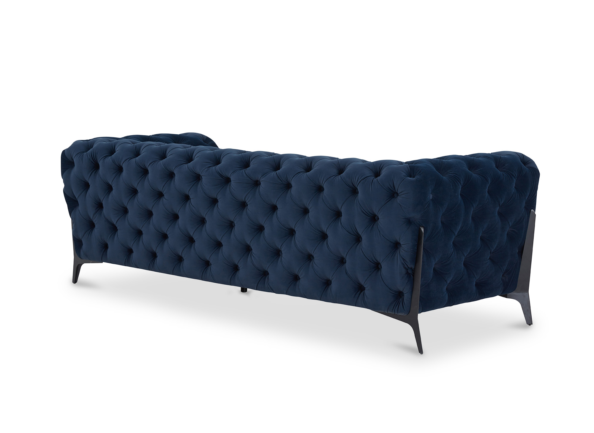 Canapé 3 places capitonné chesterfield velours bleu CARMEN