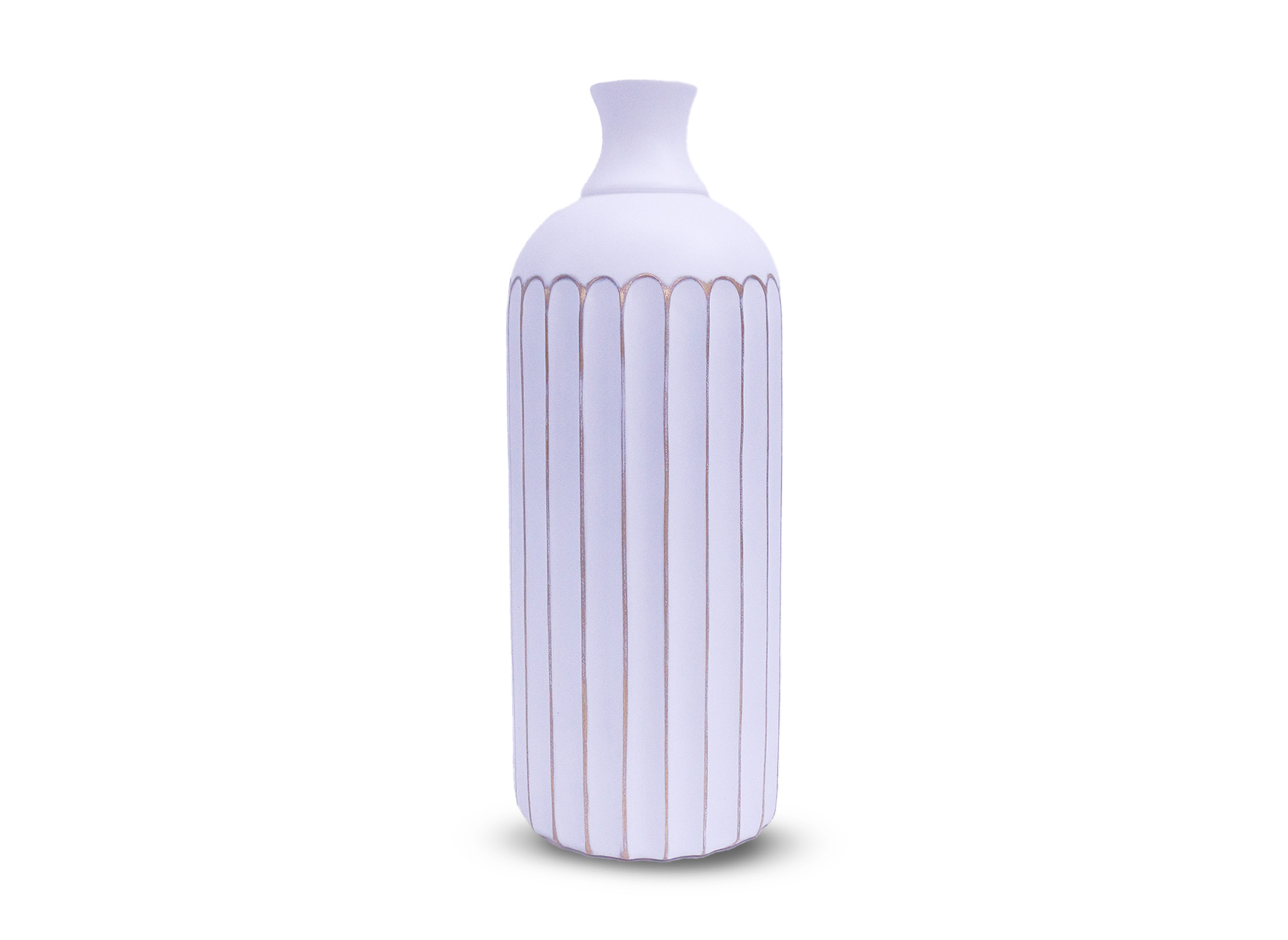 Vase en polyrésine blanc et doré H41 cm ARCA