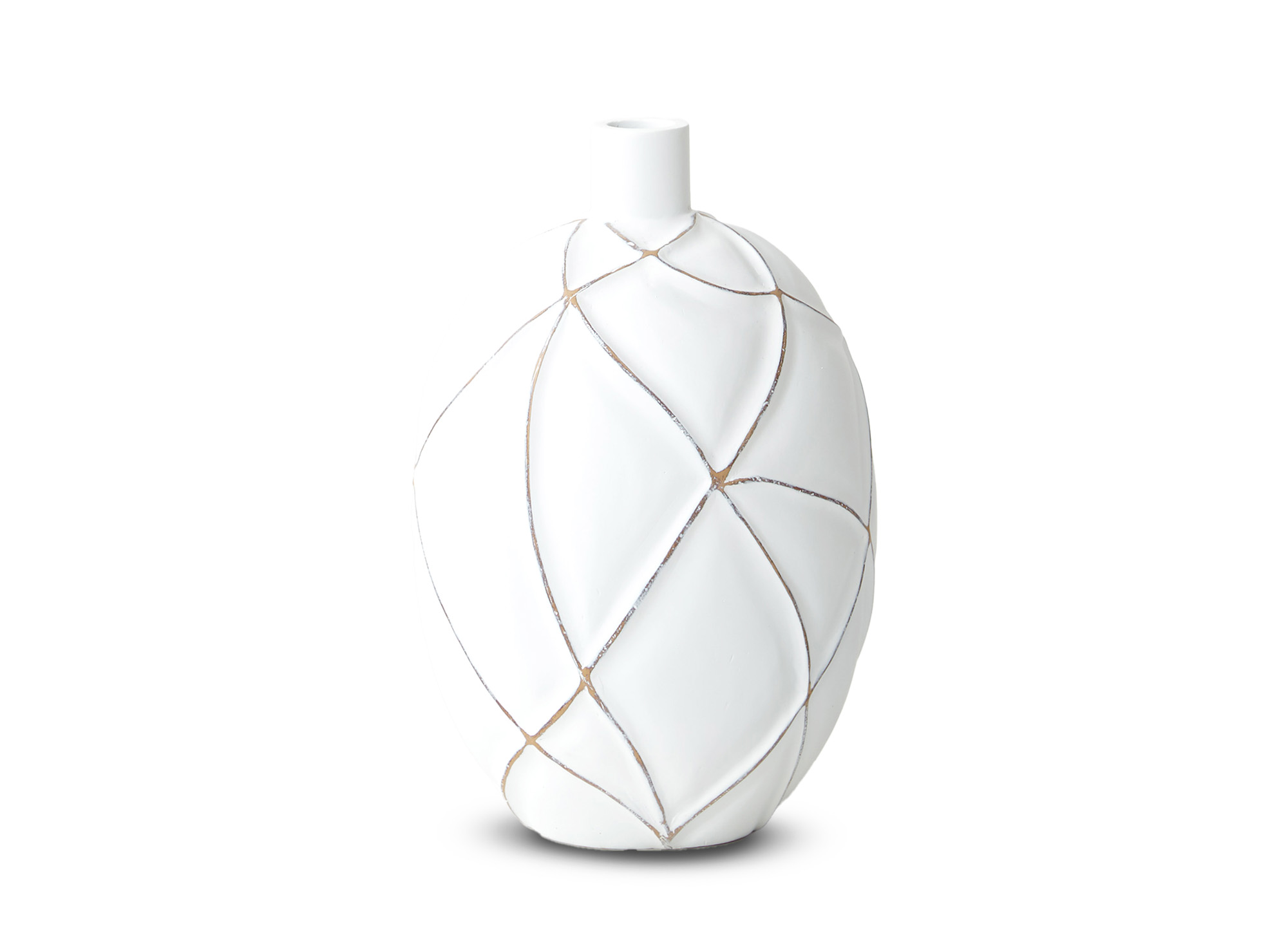 Vase boule en polyrésine blanc H31 cm LUNA