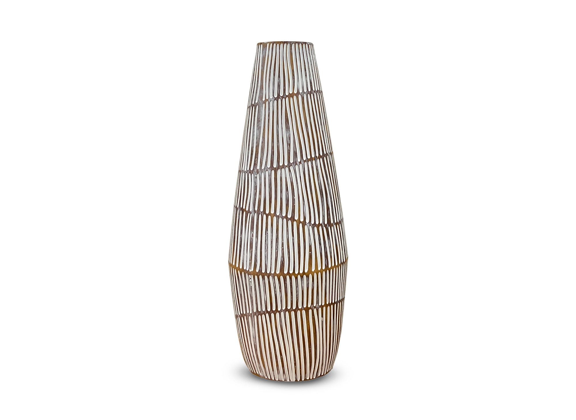 Vase XL en polyrésine bois et blanc H47 cm MAYA